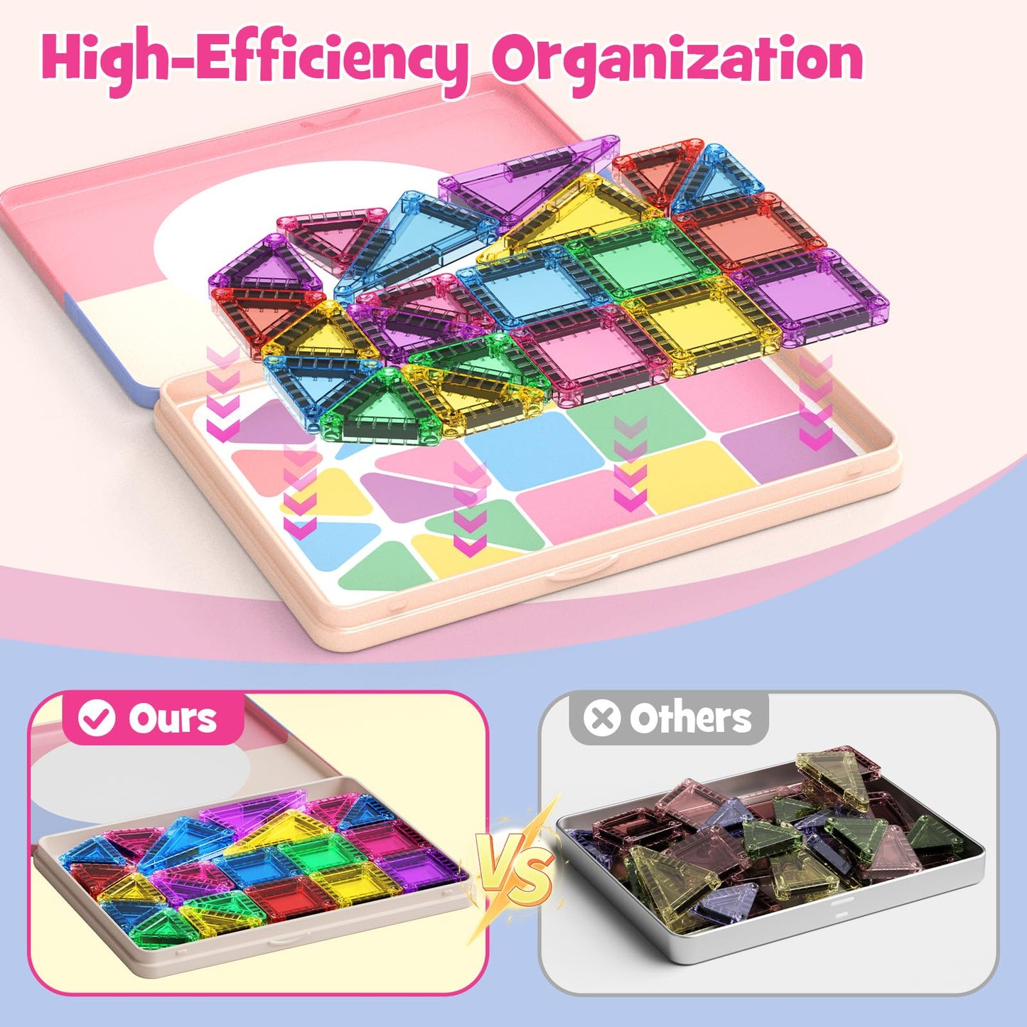 WMXDU Mini Magnetic Tiles 42pc Travel Set – Portable Magnetic Building Blocks for 3+