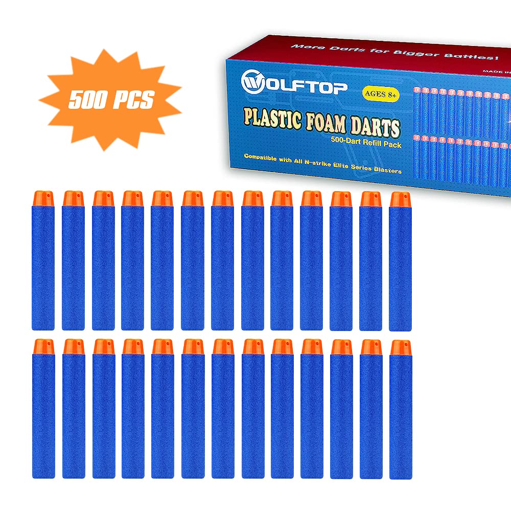 Wolftop 500 Pcs Refill Darts Pack – Universal Foam Darts for Nerf N-Strike Elite Blasters