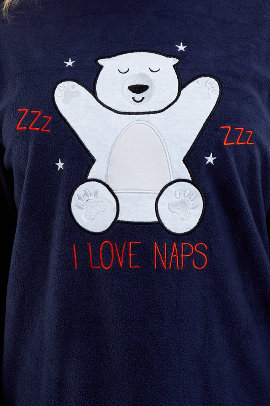 Women's Polar Bear Fleece Pyjama Set Soft Warm Winter Sleepwear Festive Christmas Gift Nightwear by Daisy Dreamer