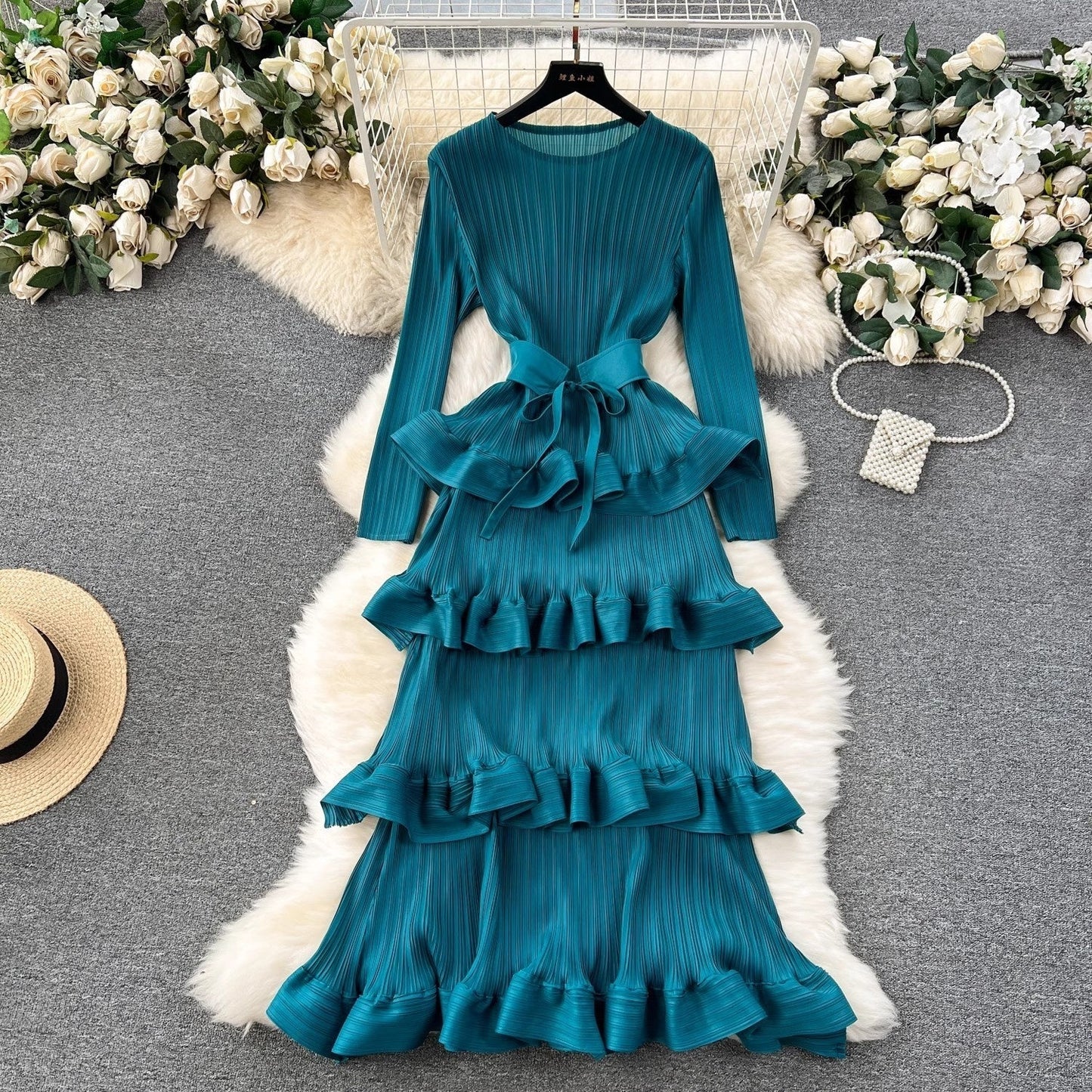 Women’s Pleated Slim Cake Dress, Summer Dress