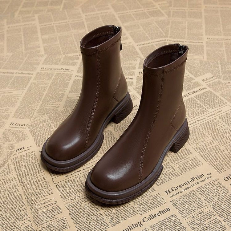 Women's Thick Heel Flat Ankle Boots