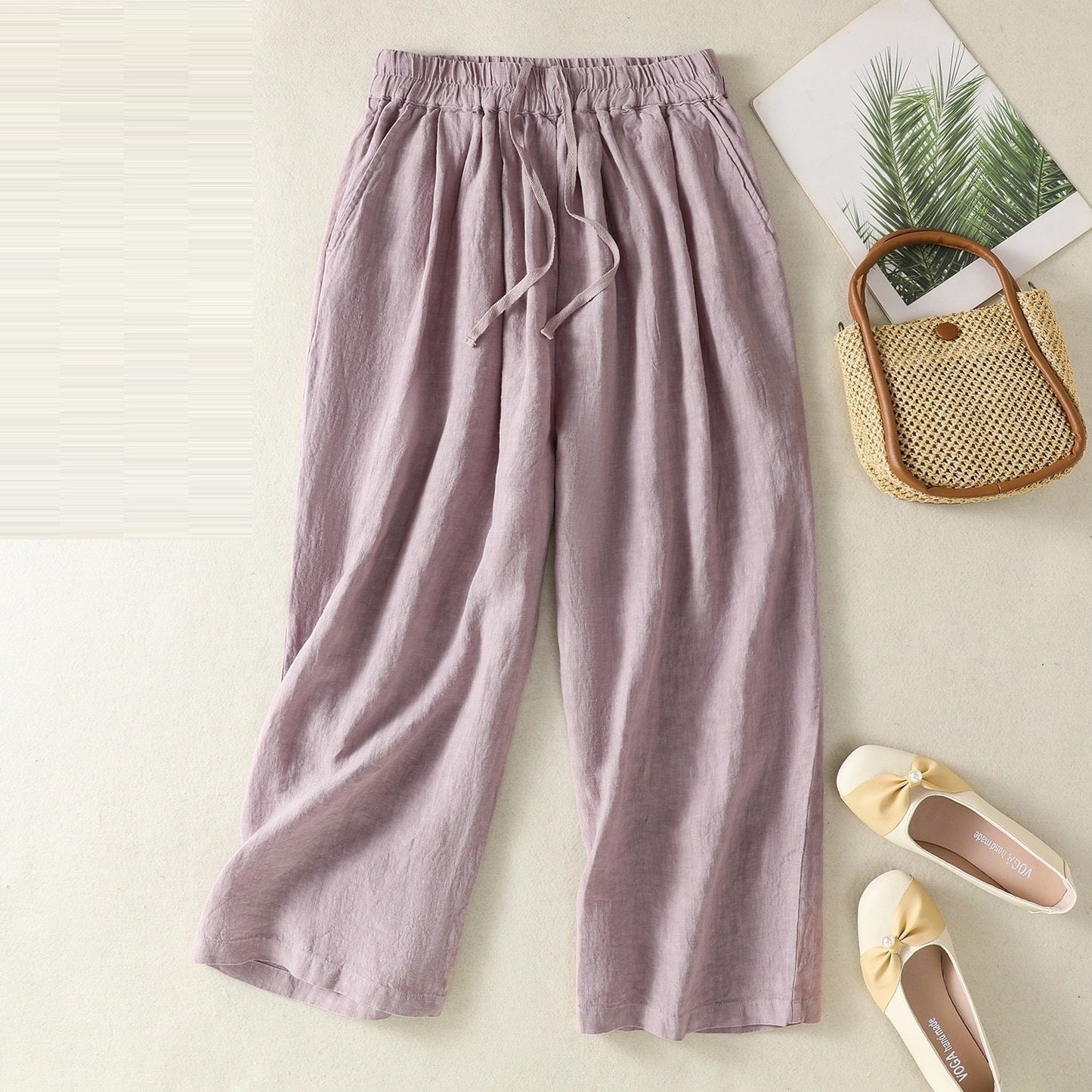 Women's Wide Leg Cotton Linen Summer Pants