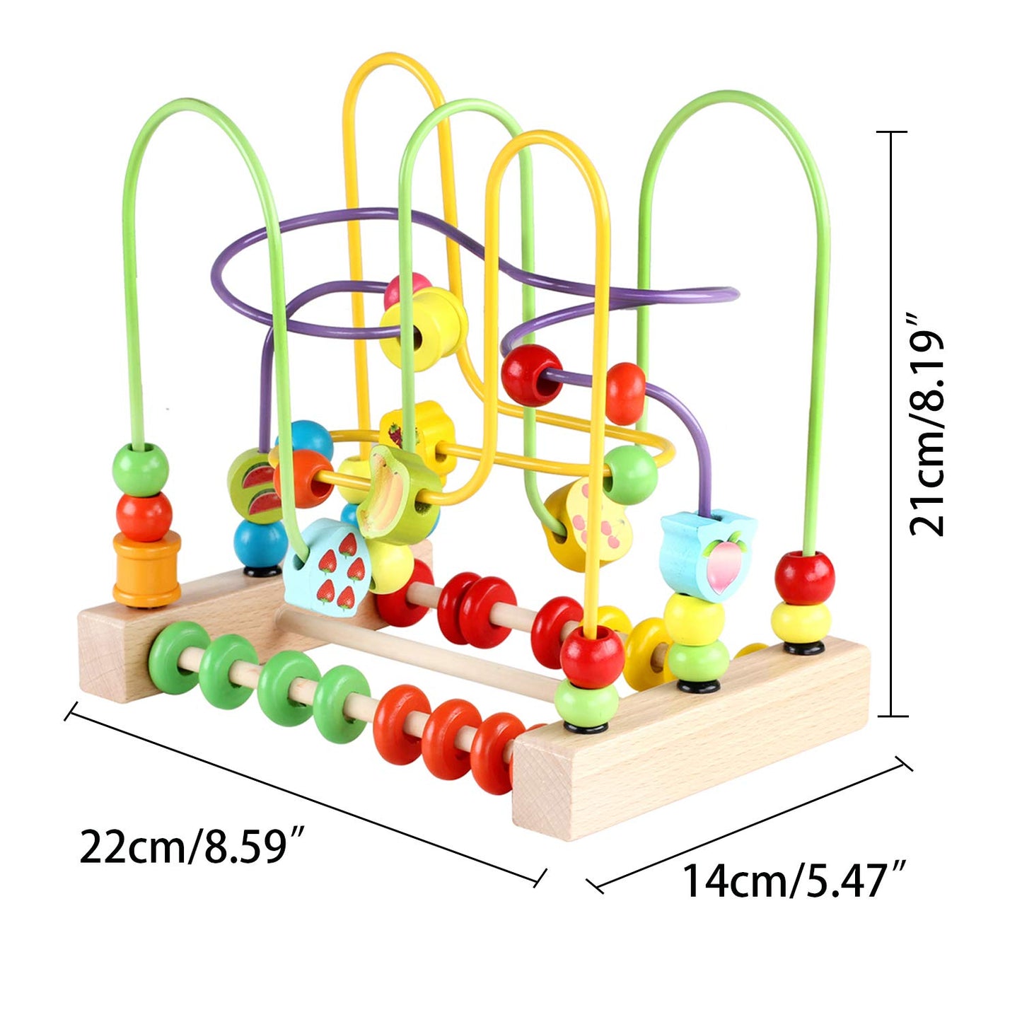 Wondertoys Bead Maze Toy for Kids — Wooden Colorful Abacus & Roller Coaster