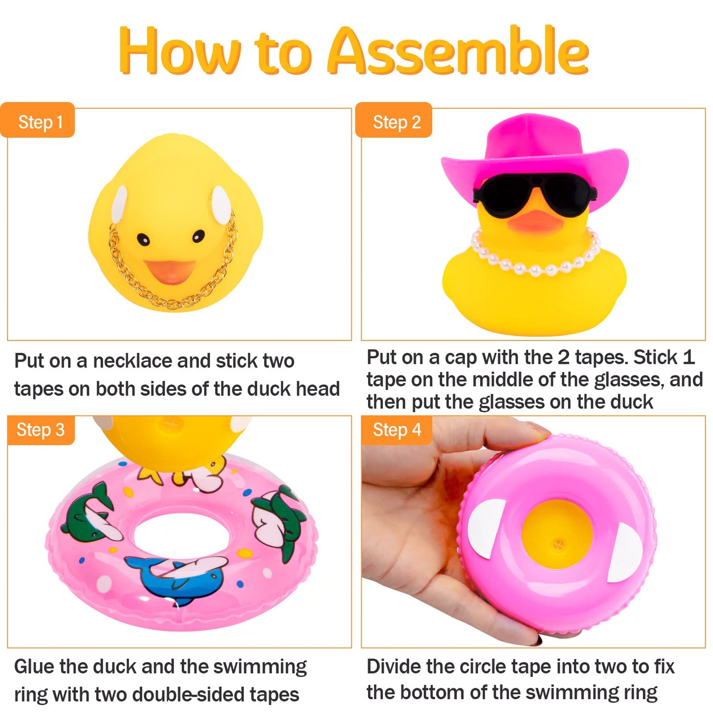 Wonuu Car Rubber Duck – Yellow Dashboard Decor with Sun Hat, Sunglasses, Necklace & Swim Ring
