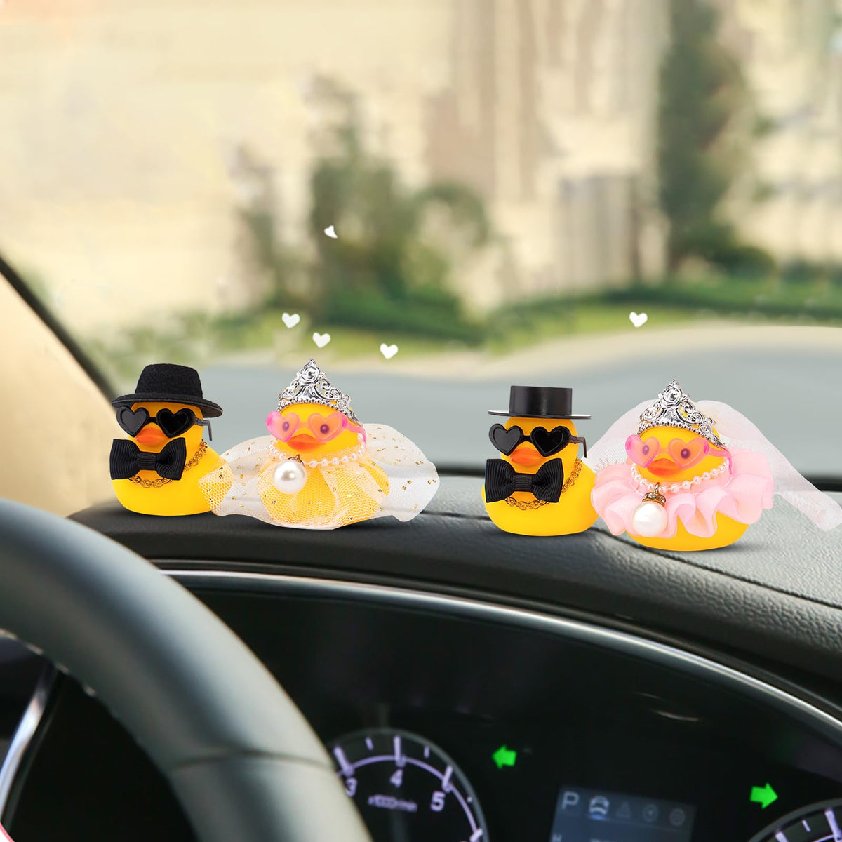 wonuu Pair Set of 2 Wedding Rubber Ducks – Bride & Groom Mini Ducky Decor & Gift