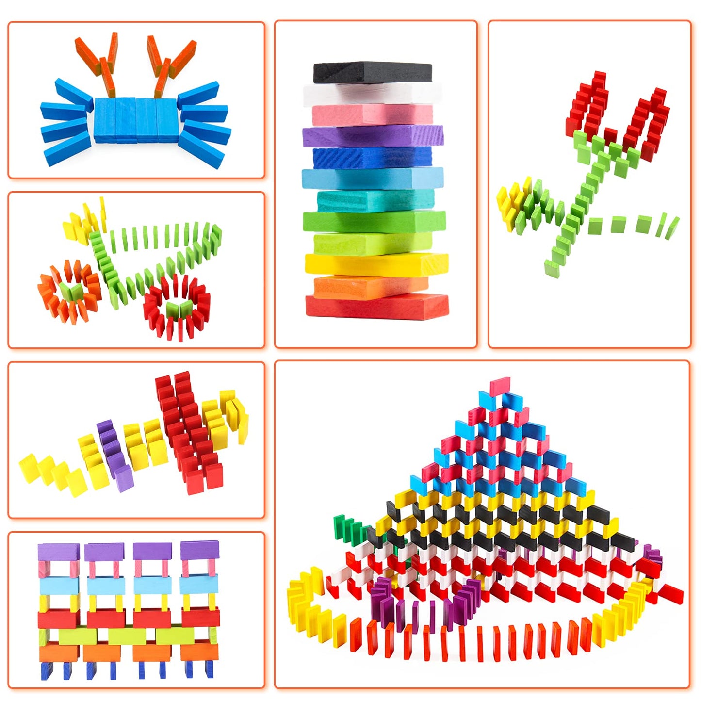 WOOD CITY 1000-Piece Dominoes Set with Extra 20 Blocks – Colorful Wooden Dominoes