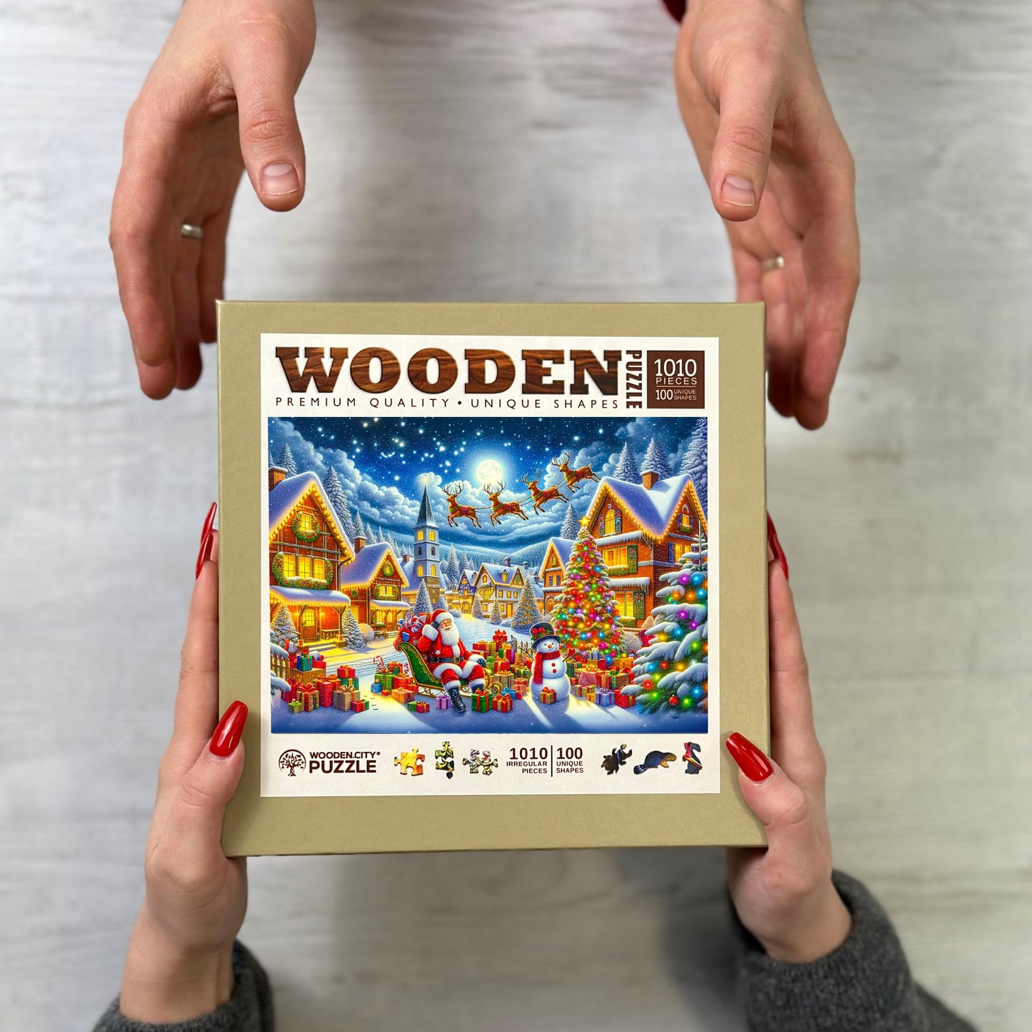 WOODEN.CITY Santa’s Joyful Journey 1000-Piece Wooden Puzzle – Made in EU | 21.25 x 15.5 in