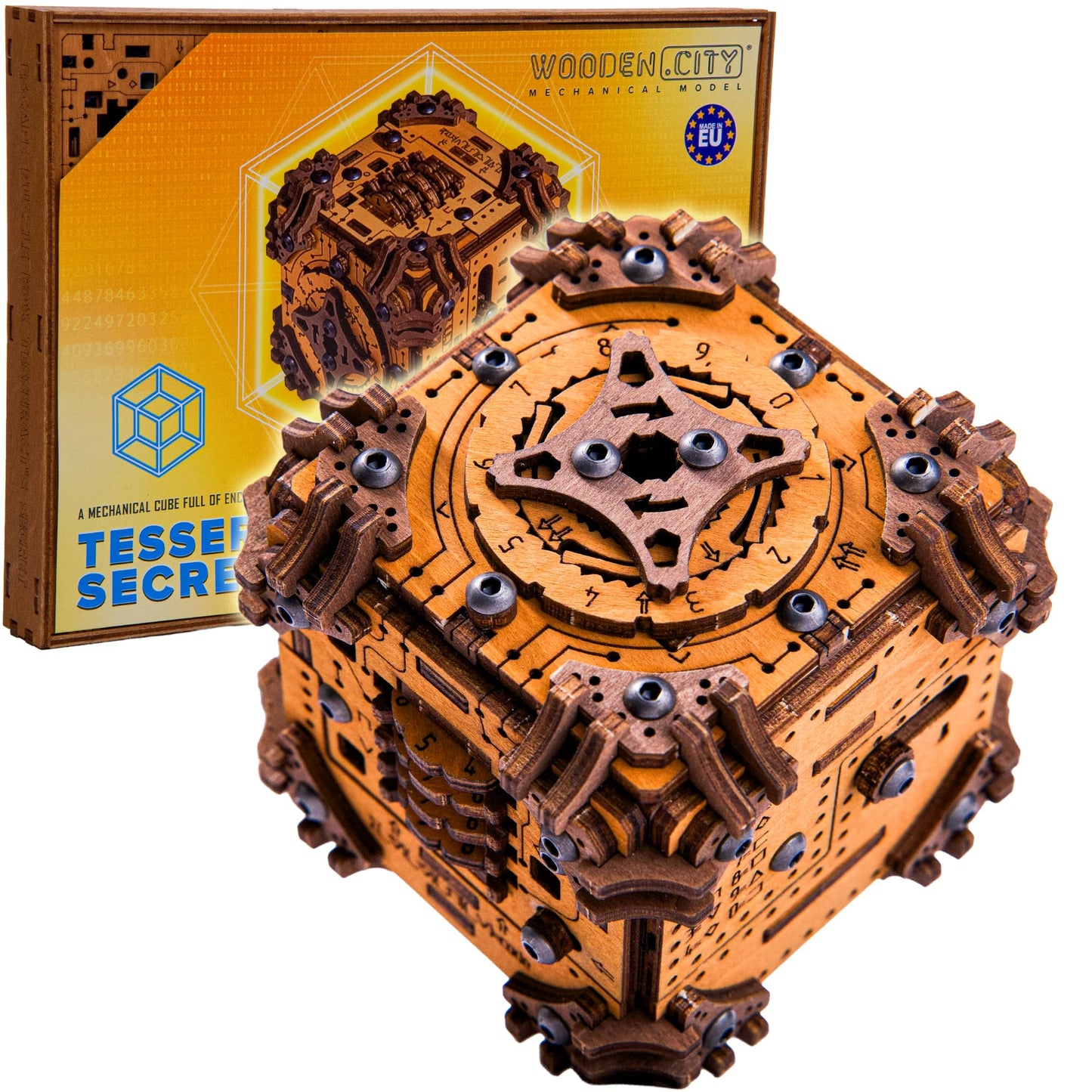 WOODEN.CITY Tesseract's Secret: 3D Wooden Puzzle Box for Adults