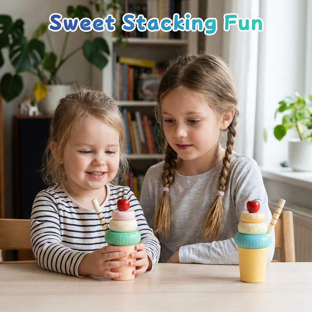 WOODENFUN Wooden Ice Cream Toys for Kids – Pretend Play Food Set for Toddlers 1-3