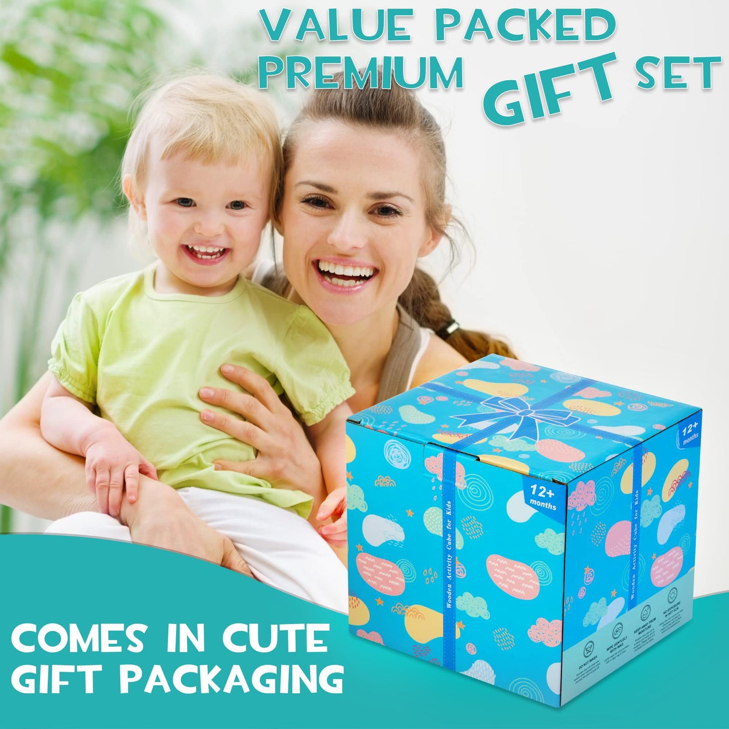 WOODMAM HELLOWOOD: 8-in-1 Montessori Wooden Activity Cube for Toddlers