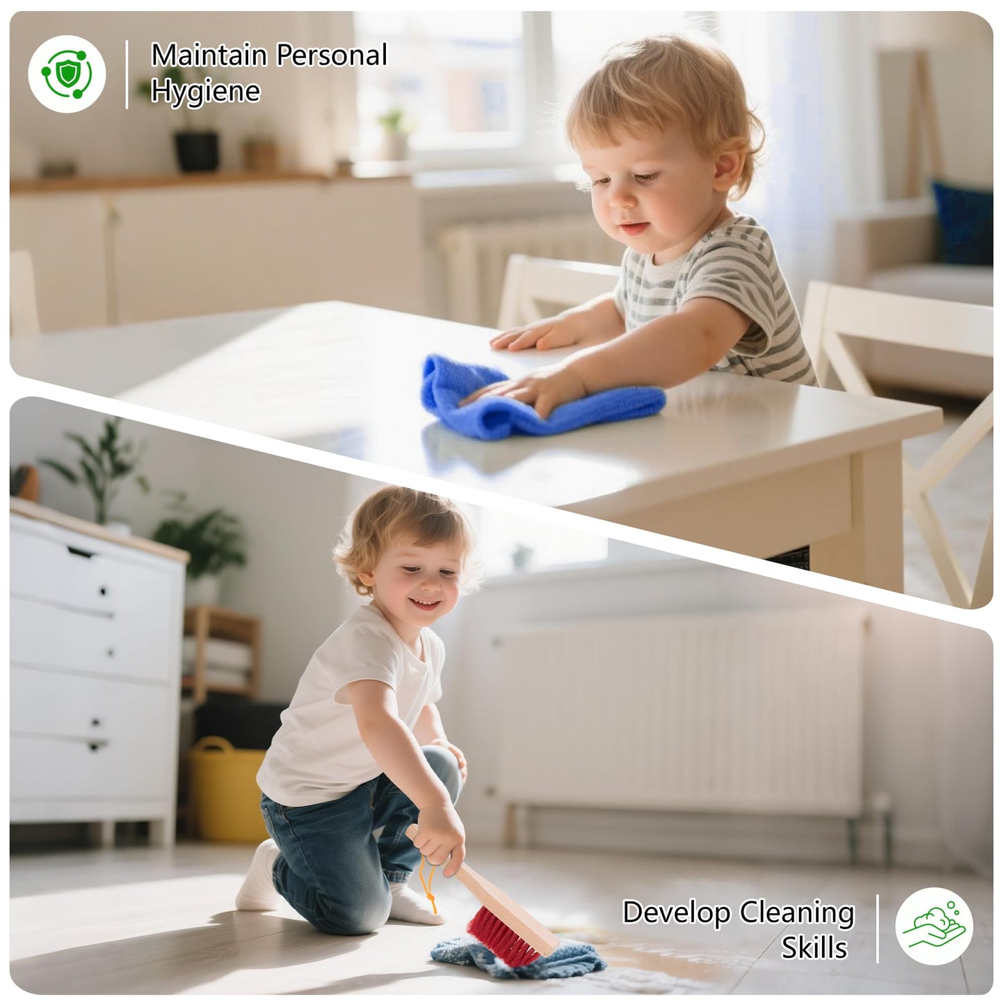 WOODMAM Wooden Kids Cleaning Set with Spray Mop – Montessori Pretend Play
