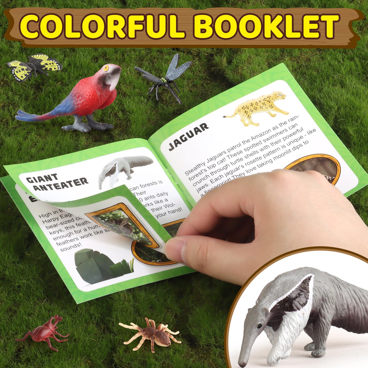 Wookidel 37Pcs Rainforest Animals Figures Set - Jungle Diorama Supplies for Kids