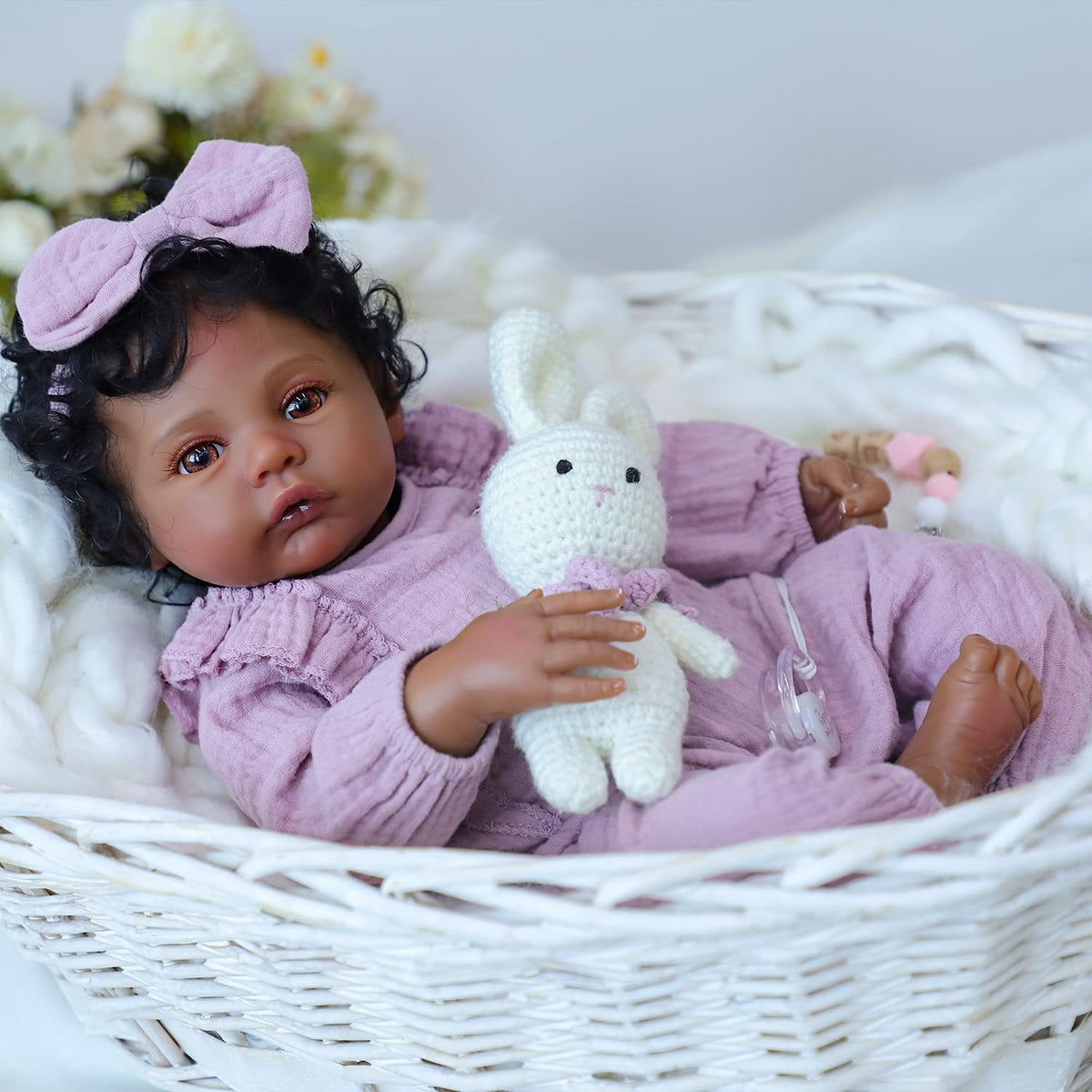 WOOROY Realistic Reborn Baby Doll Black Girl - 18 Inch African American Newborn Doll with Soft Cloth Body + Gift Set