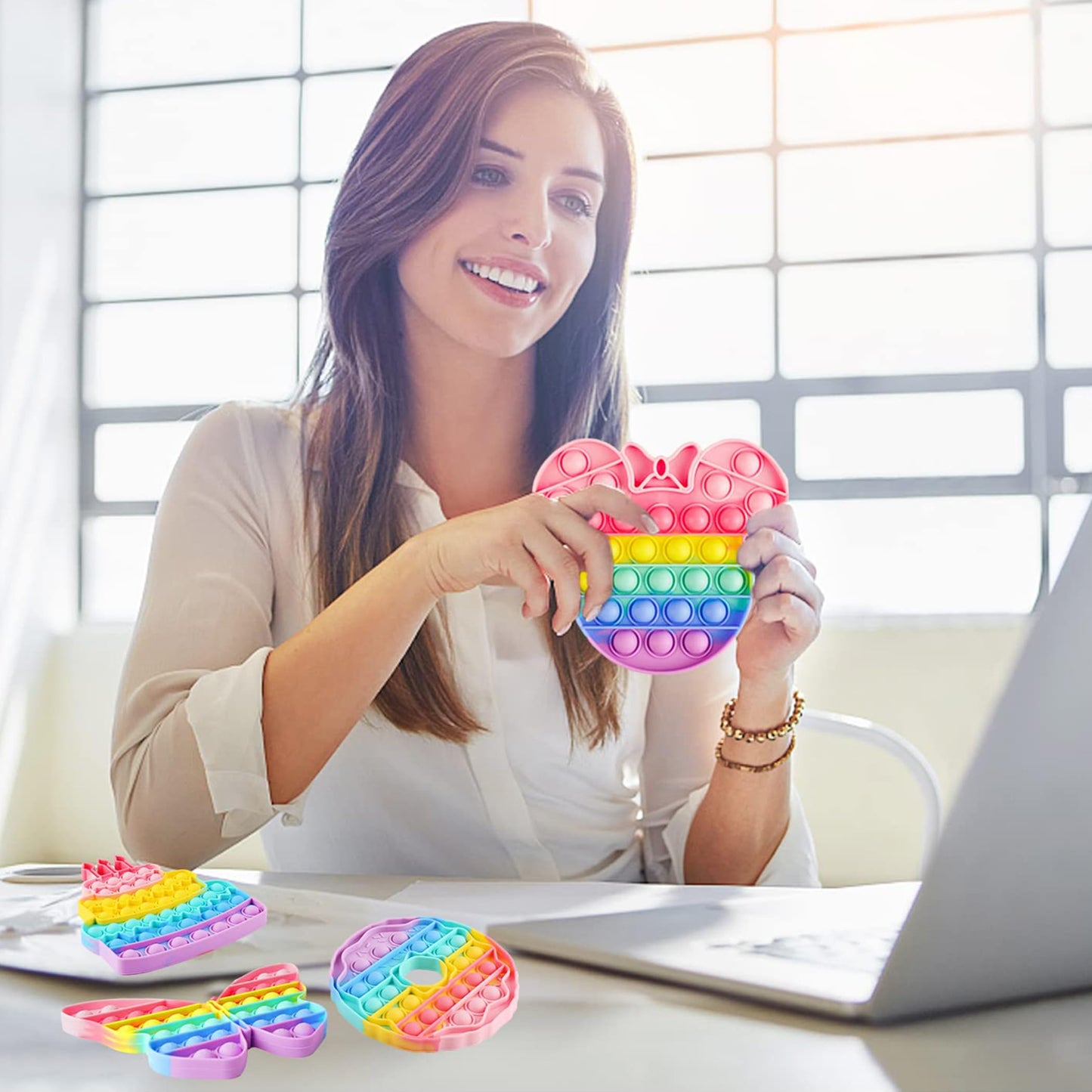 Woplagyreat Kids Fidget Butterfly Push Bubble Toy – Sensory Toy for All Ages | Travel, Office, Classroom