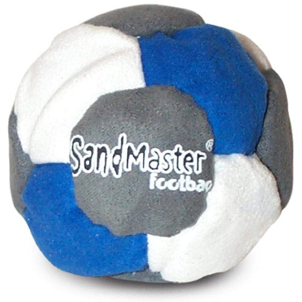 World Footbag SandMaster Footbag – 14-Panel, Sand-Filled Practice Sack (Grey/Blue/White)
