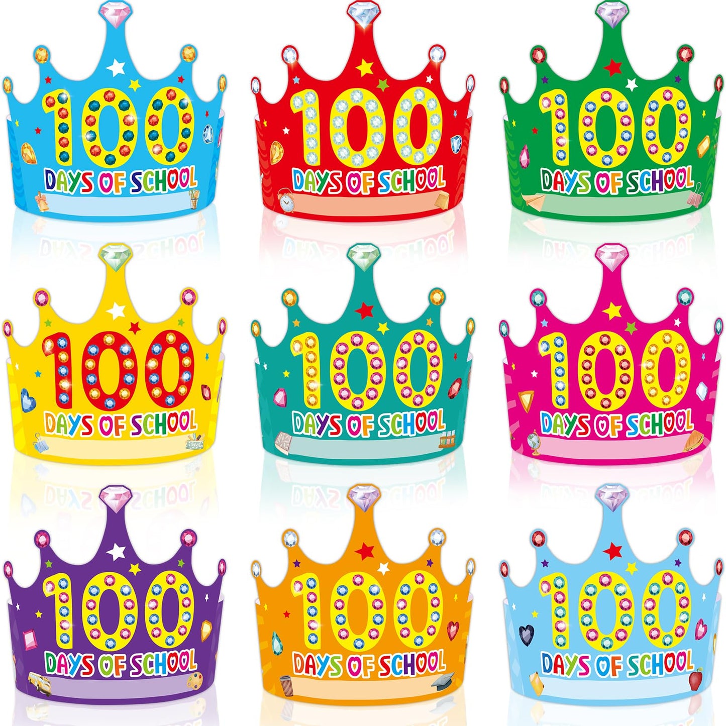 WorldBazaar 100 Days of School Crowns – 36 Pack