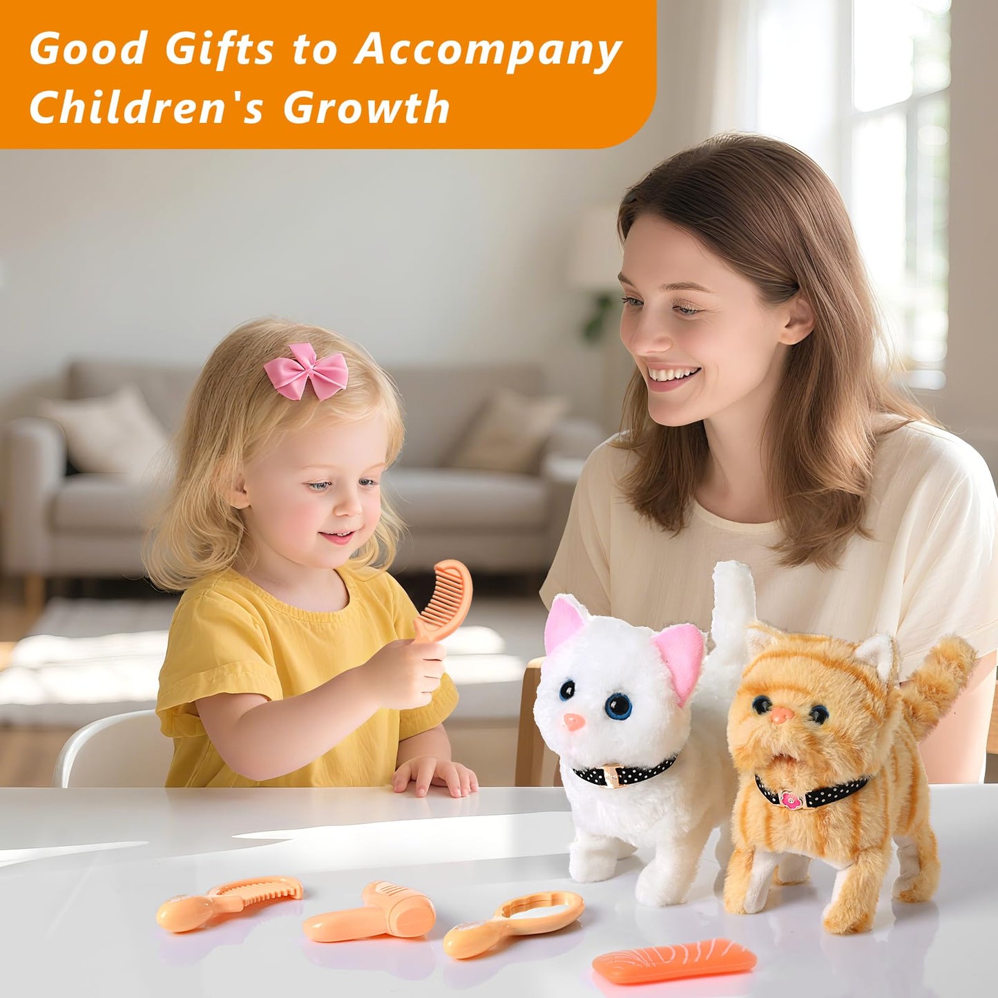 WorWoder Electronic Interactive Plush Cat – Battery Operated Toy Kitten for Kids