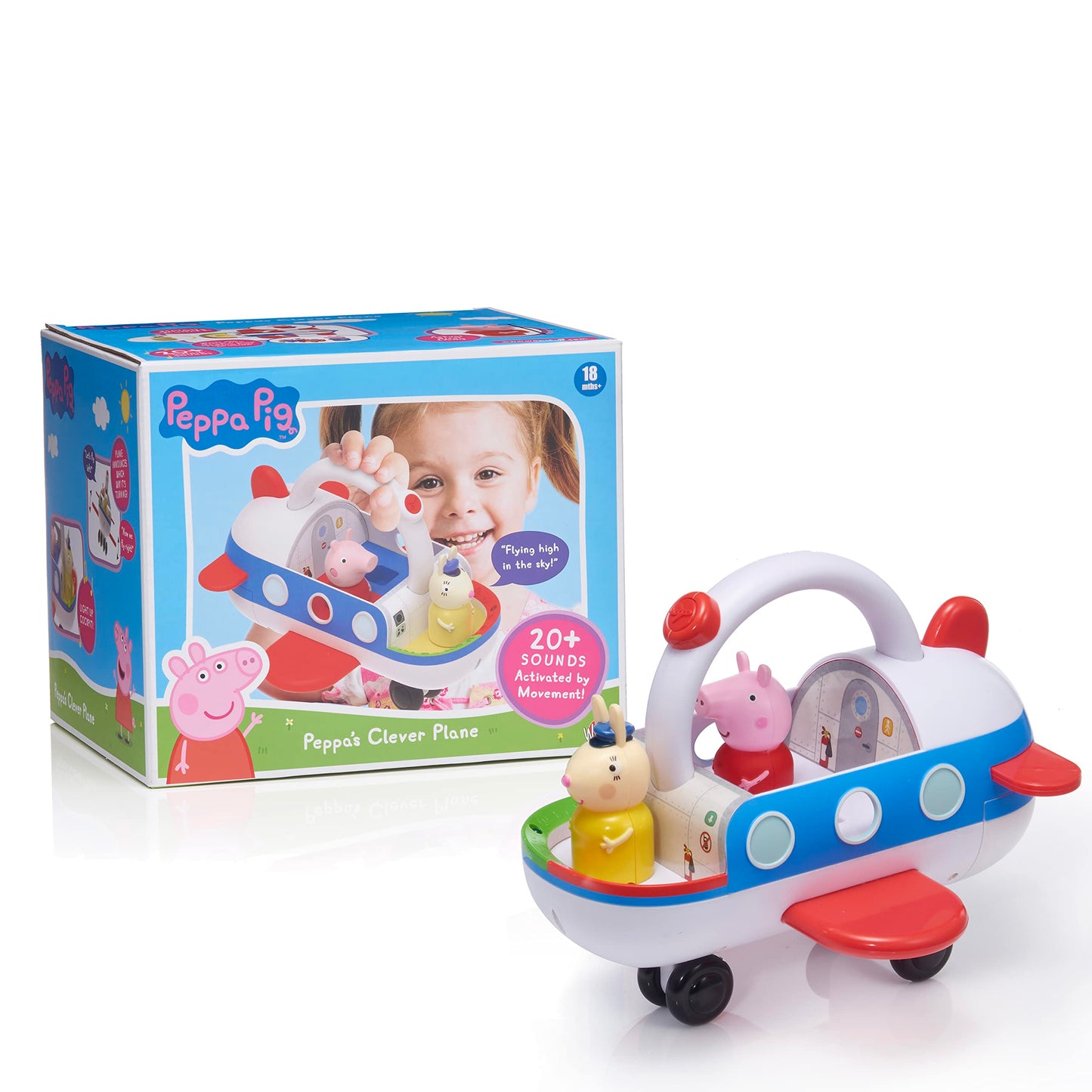 WOW! STUFF Peppa Pig Clever Plane – Motion-Sensing Preschool Toy (25+ Lights & Sounds, 3+)