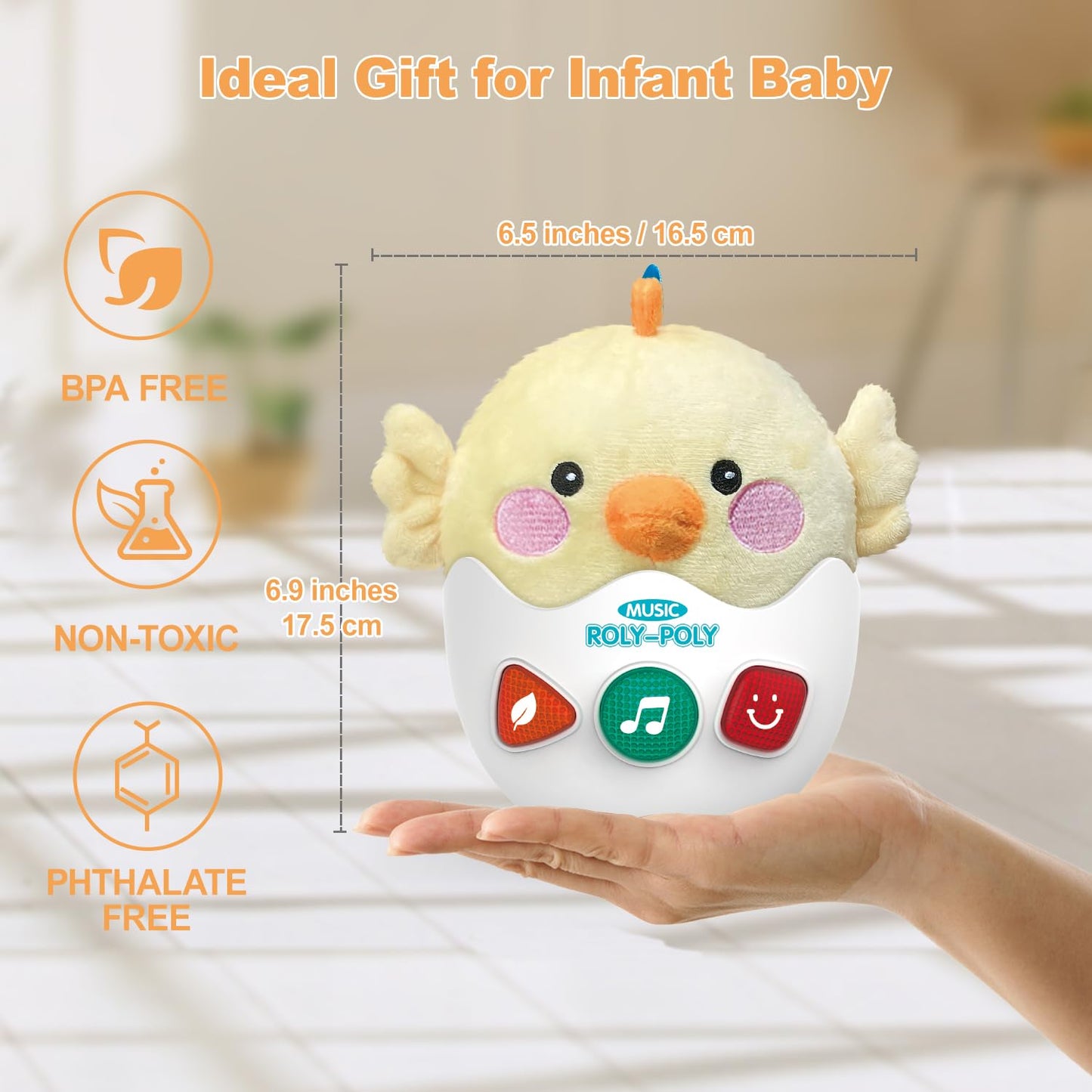 WOWOHAGE Chick Musical Plush Toy for Babies 0-36 Months | Light & Sounds Tummy Time Toy
