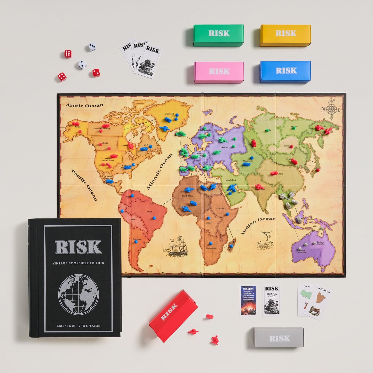 WS Game Company Vintage Bookshelf Games: Risk, Trouble & Guess Who Collection