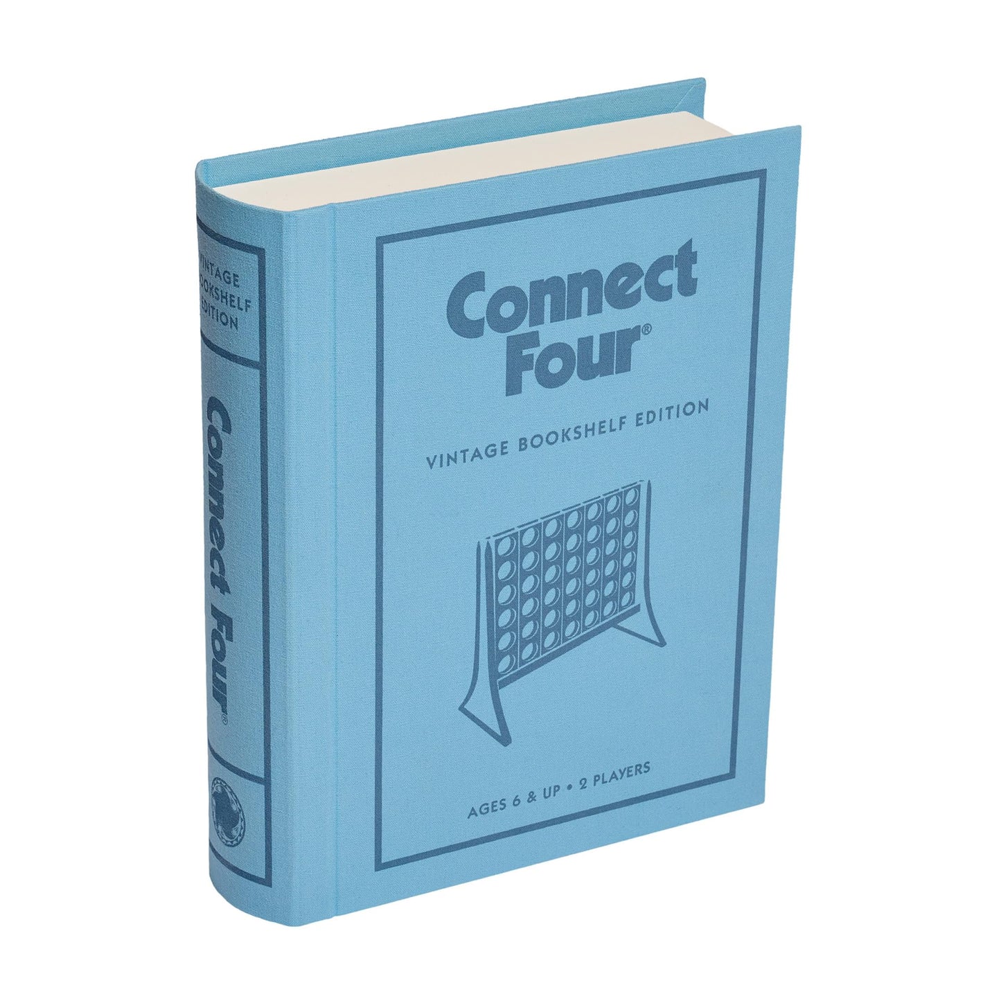 WS Game Company Connect Four Vintage Bookshelf Edition — 2-Player Strategy Game, Fabric-Wrapped Display