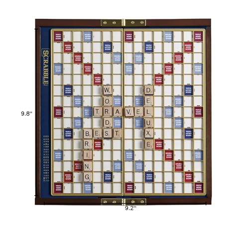Scrabble Deluxe Travel Edition by WS Game Company | Compact Wooden Case with Raised Grid