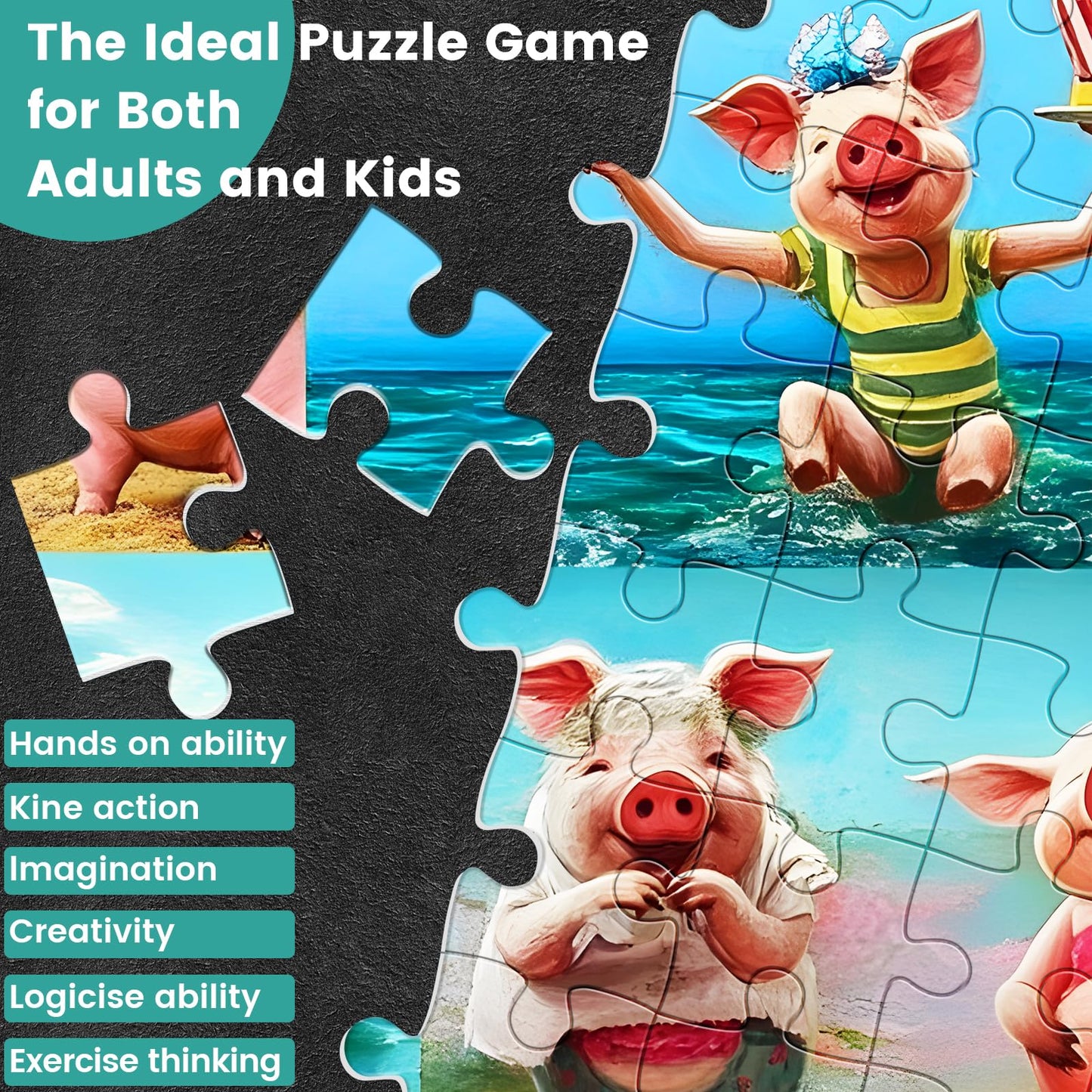 WSCXSC 300-Piece Pig Jigsaw Puzzle for Adults – Relaxation & Family Fun