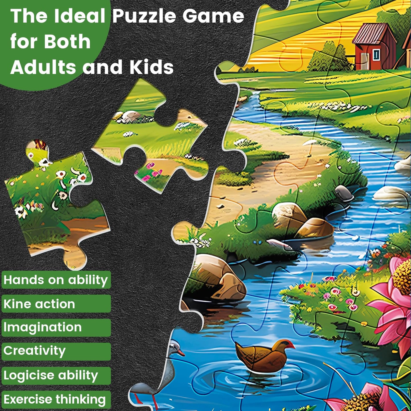 WSCXSC 300-Piece Jigsaw Puzzle for Adults – Horse Farm Scene (20.5 x 15 in), Thick Paper Pieces