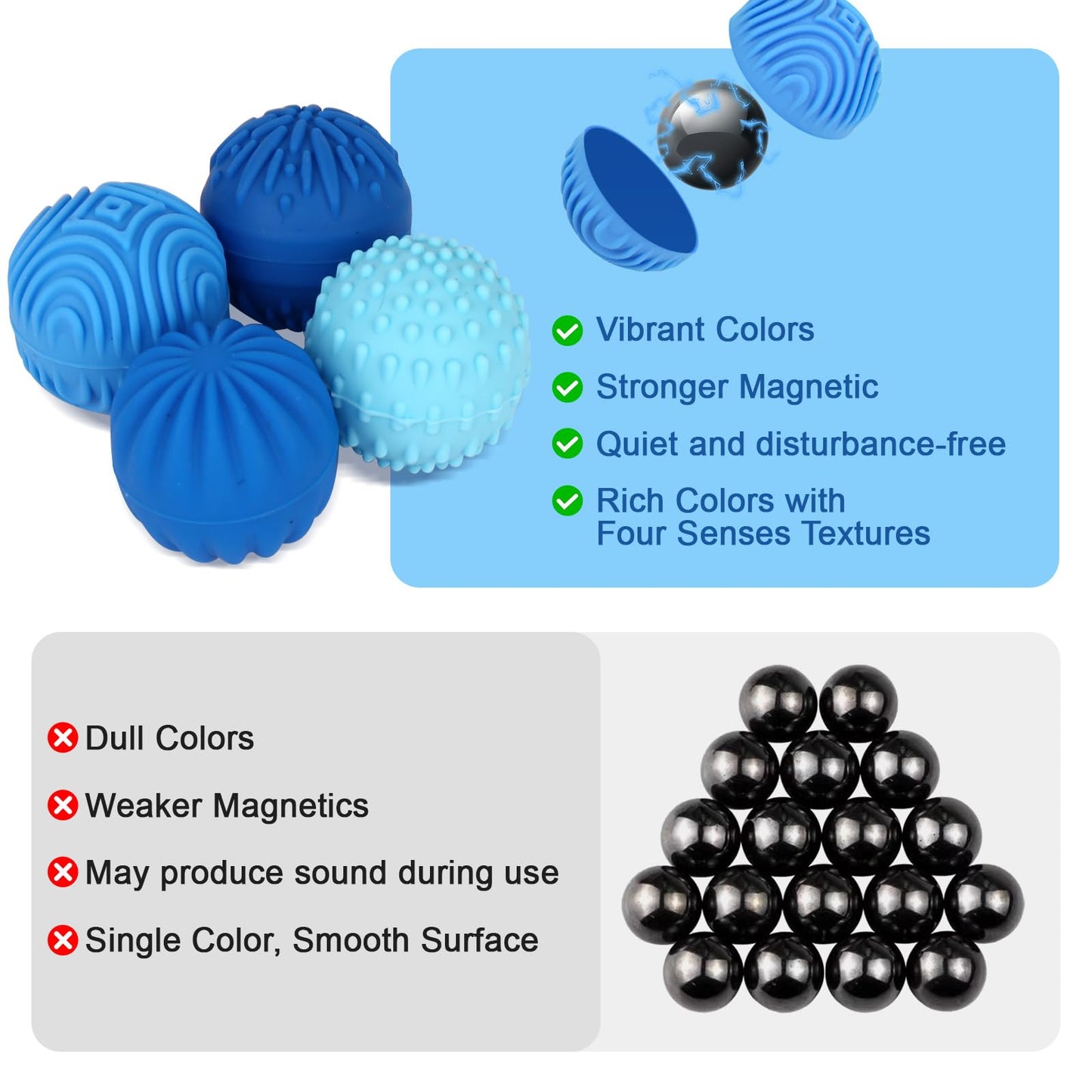 WSEJK Fidget Balls - 4Pcs Textured Sensory Toys for Adults & Teens