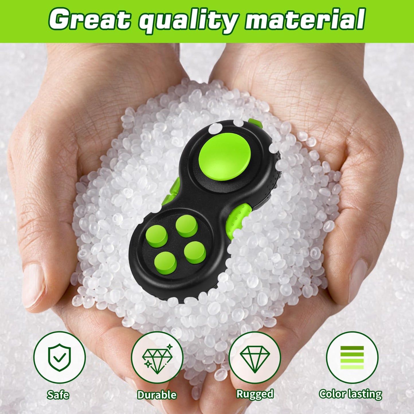 WTYCD Original Fidget Toy Game - 8 Functions, Lanyard, Ergonomic Controller (Green)