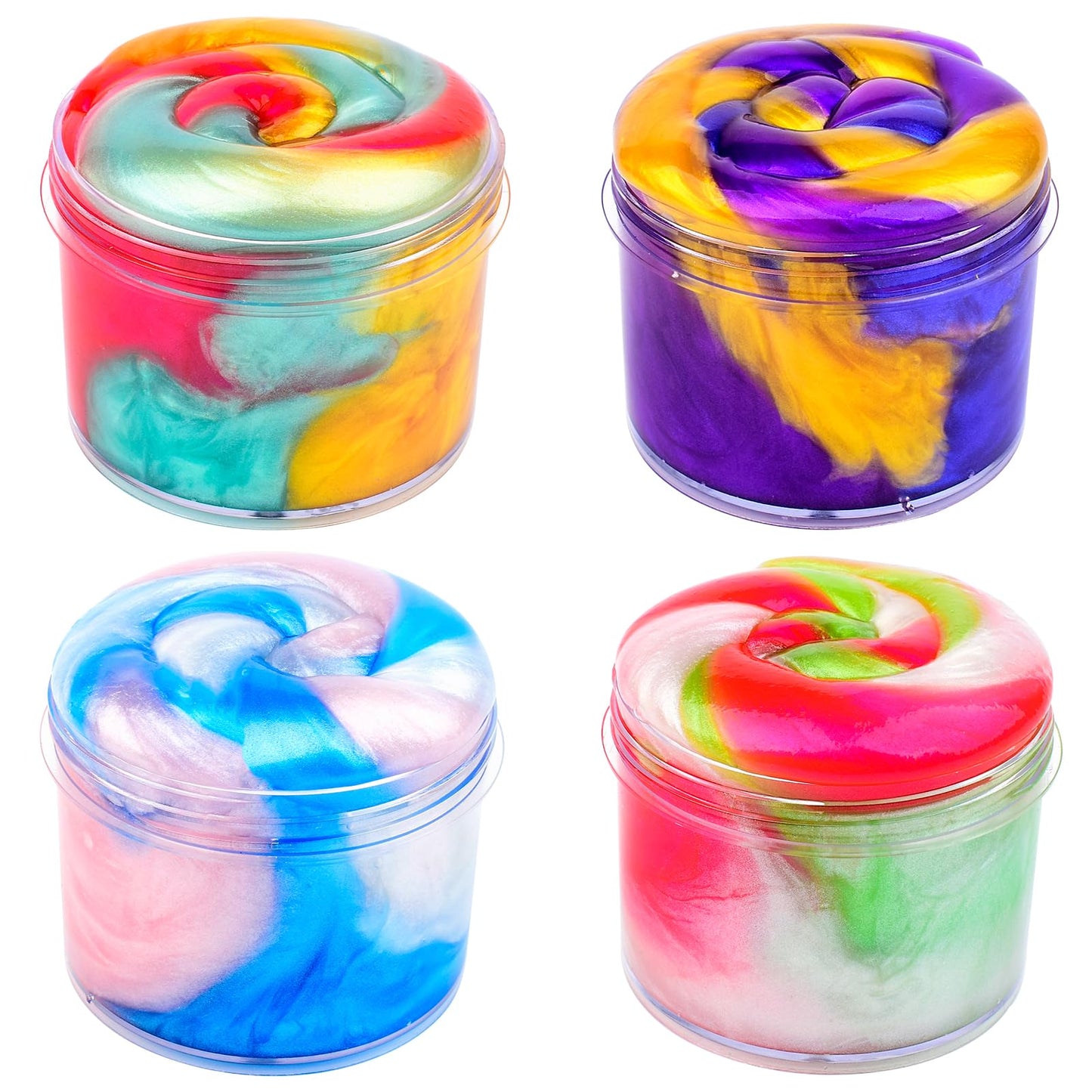 WUJYLY 4 Pack Galaxy Slime Kit – Non-Sticky Slime, Stress Relief Fun for Kids