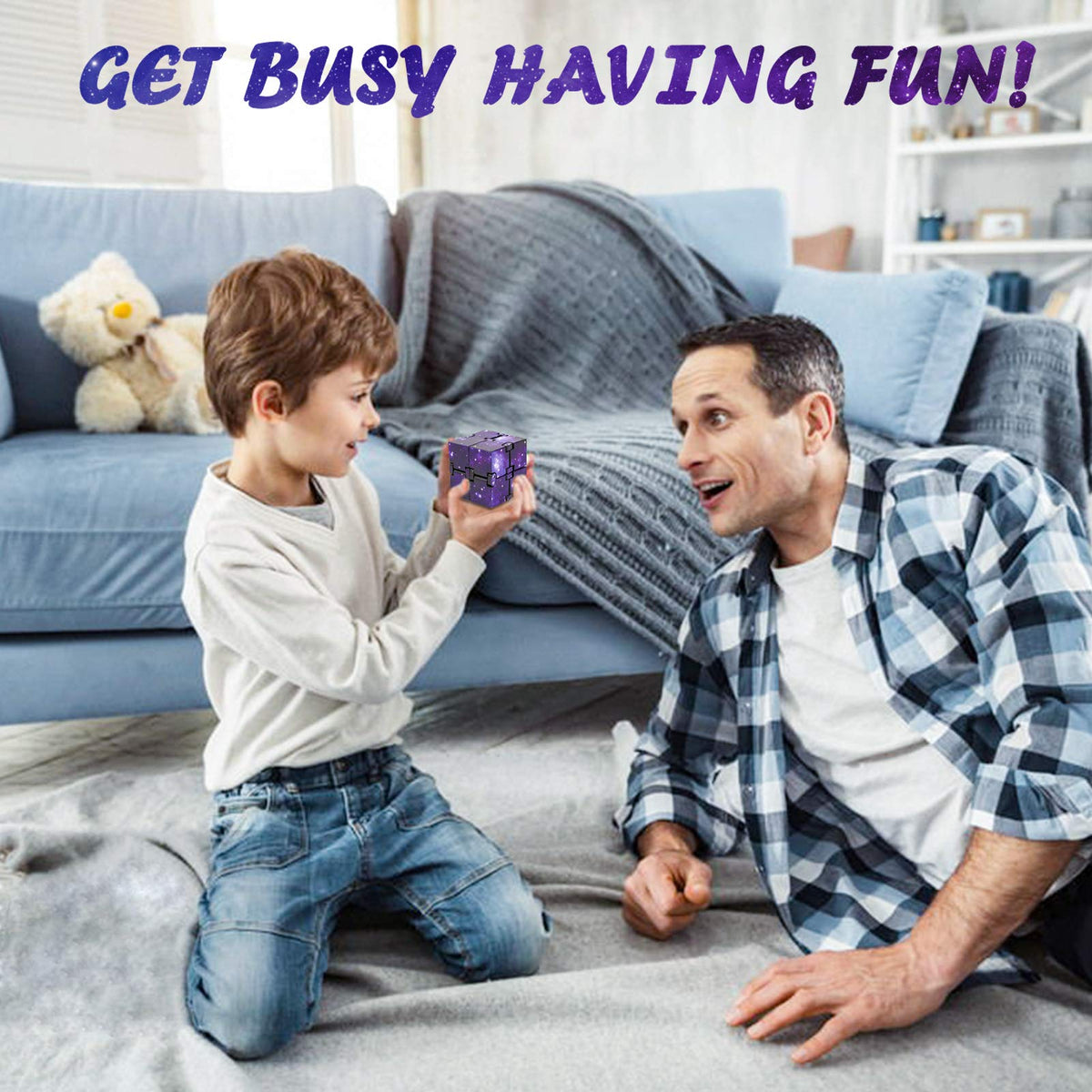 WUQID Infinitycube Fidget Toy – Portable Stress Relief for All Ages (Blue & Purple Galaxy)