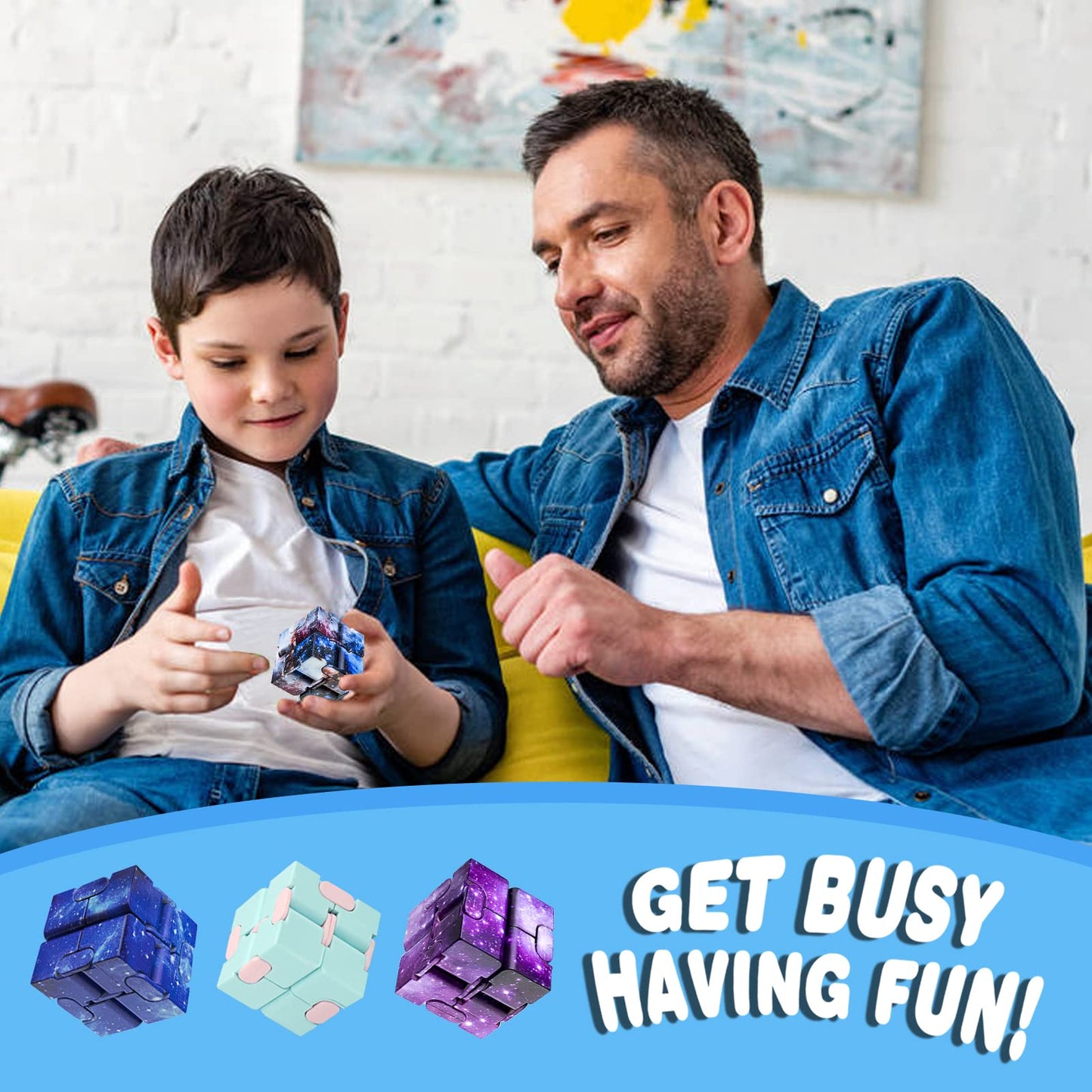 WUQID Infinitycube Fidget Toy – Pocket-Sized Stress Reliever (Galaxy Blue & Macaron Blue)
