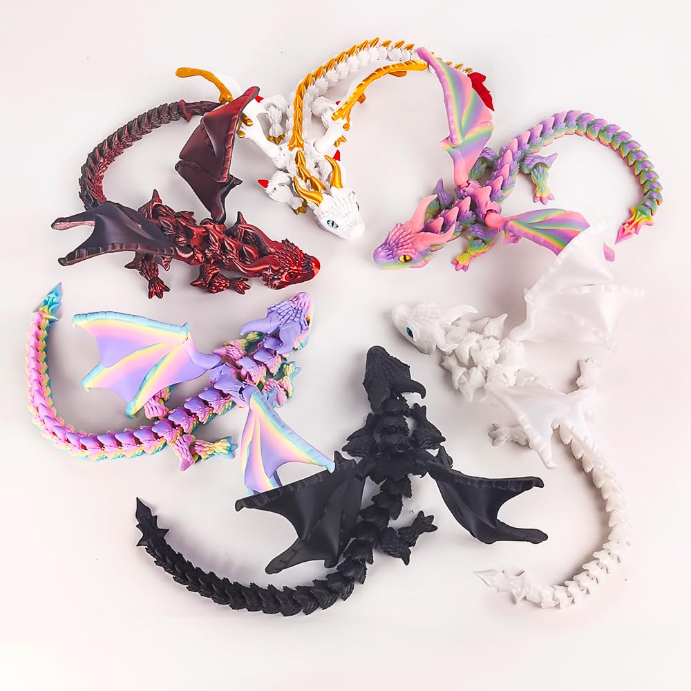 WUQIREN 3D-Printed Dragon with Wings – Articulated Fidget Desk Decor
