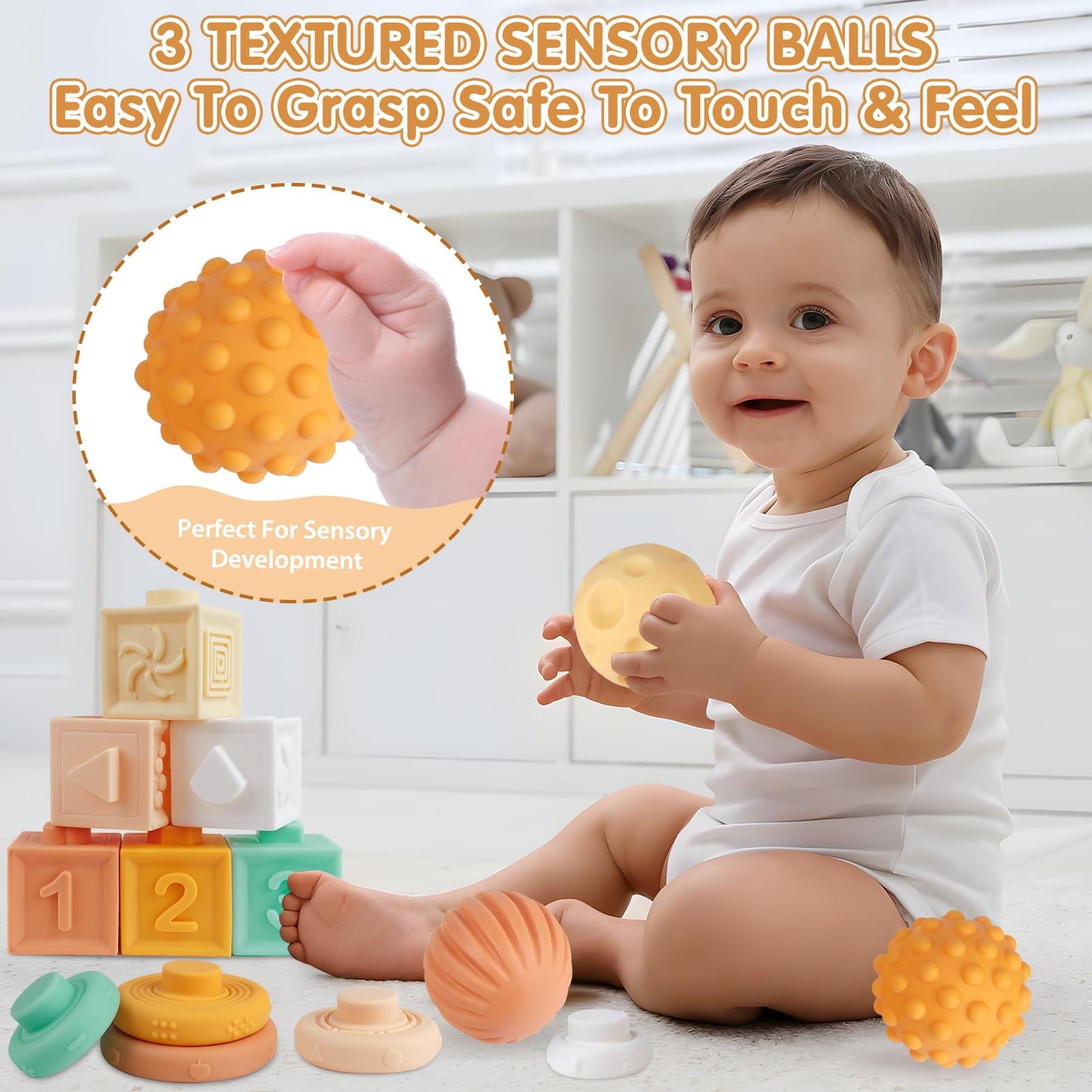 Wuzhineisn 6-in-1 Montessori Musical Baby Toys for 6-12 Months