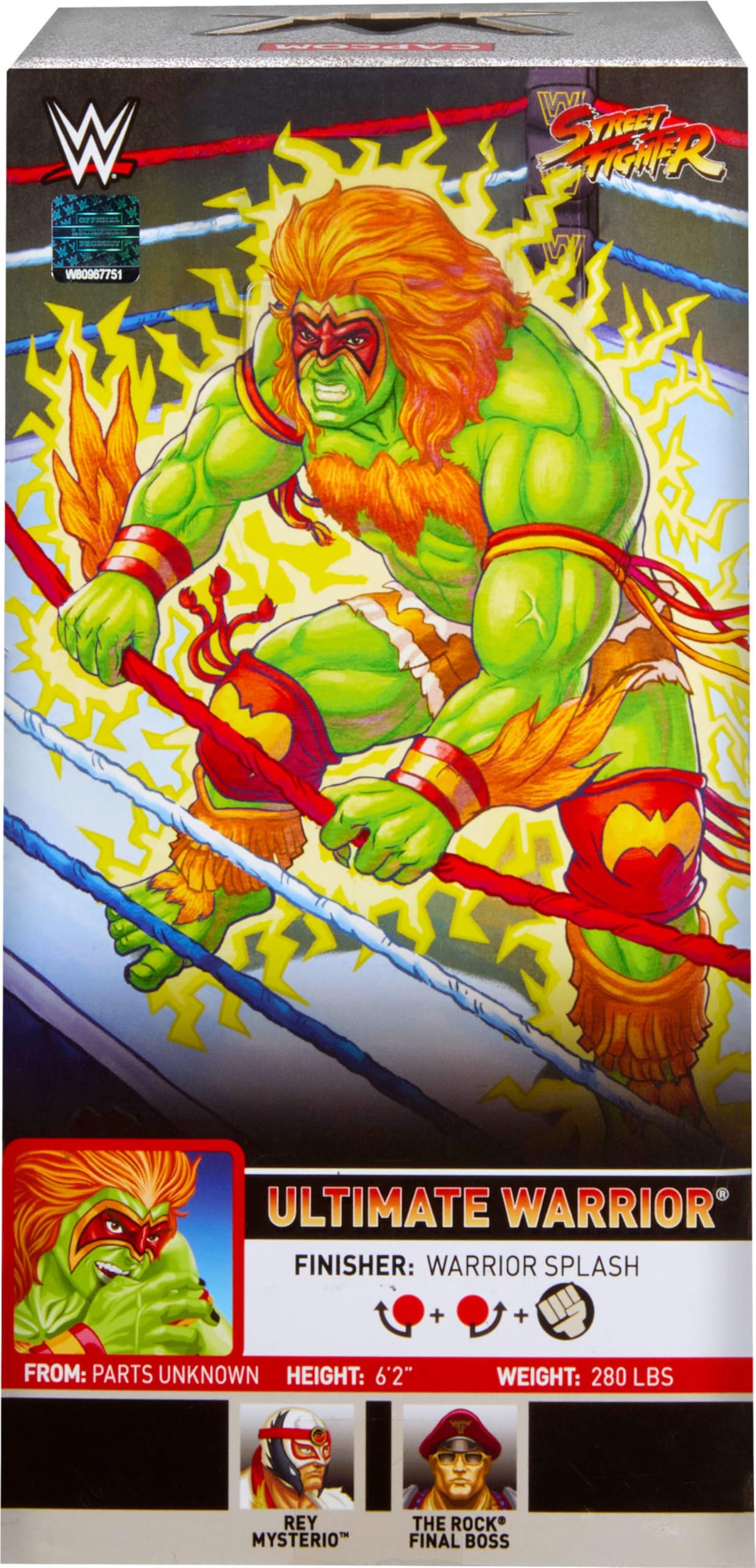 WWE Mattel x Street Fighter Ultimate Warrior Blanka Action Figure – 6-In Elite Mashup with Accessories (Ages 8+)