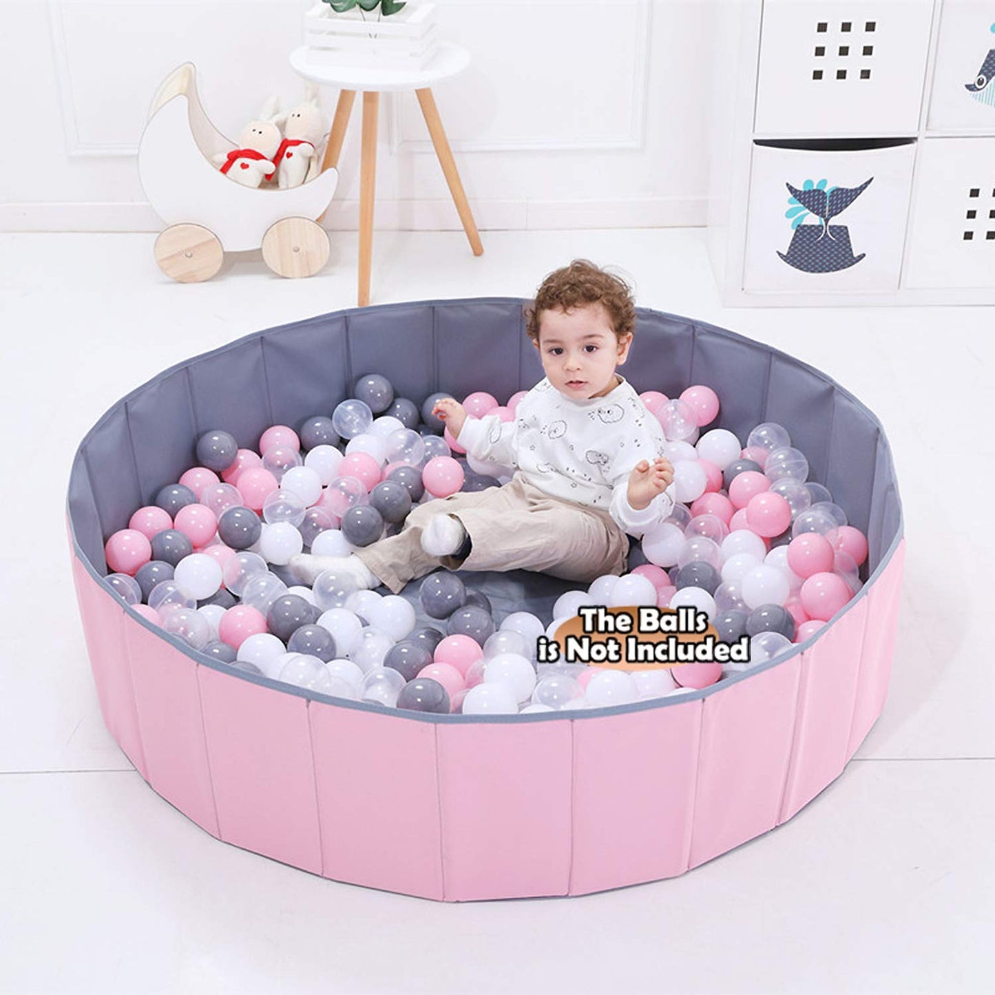 WWS 4 Feet Ball Pit – Folding Portable Play Yard, No Inflate, 48" Diameter, Two Colors