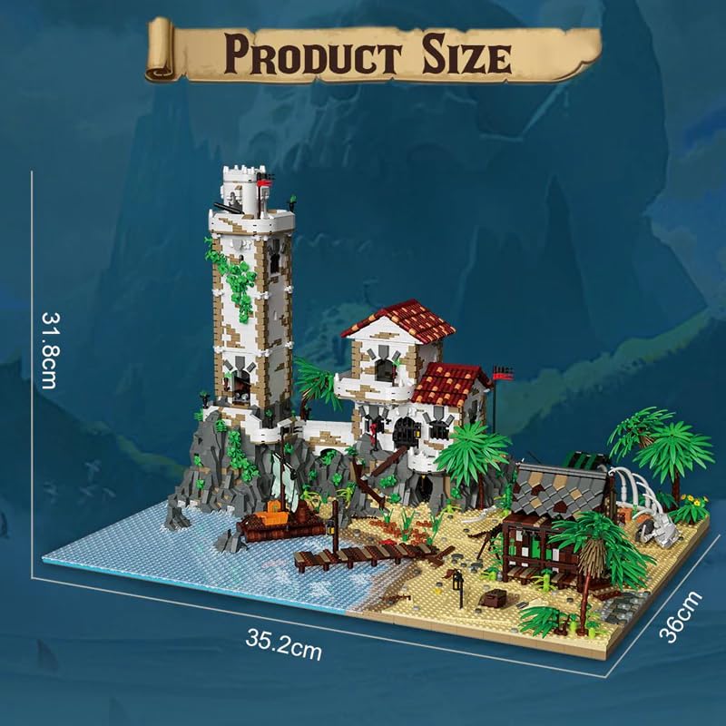 Wyiauy Medieval Town Beach Architecture Giant Building Blocks – 8047 Pcs Pirate Island Castle Set for Adults