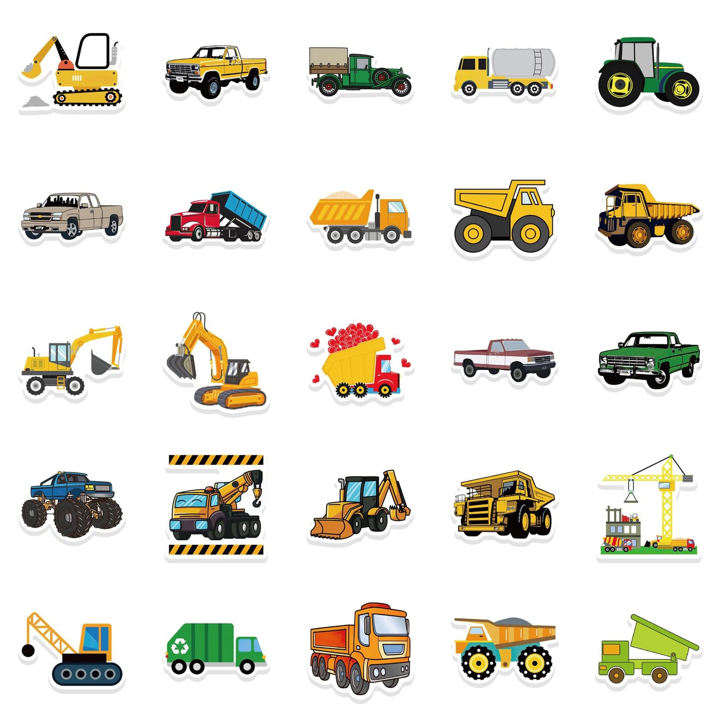 wyyeleswm 50 Pcs Transportation Vehicle Stickers for Boys – Vinyl Construction Trucks & Vehicles