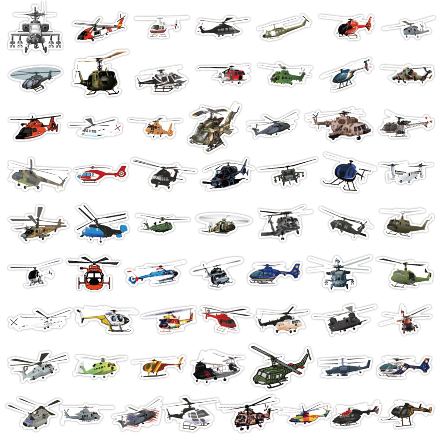 Wyyeleswm 60 Pack Helicopter Stickers – Waterproof Vinyl Decals for Laptops, Water Bottles, Helmets, Bikes