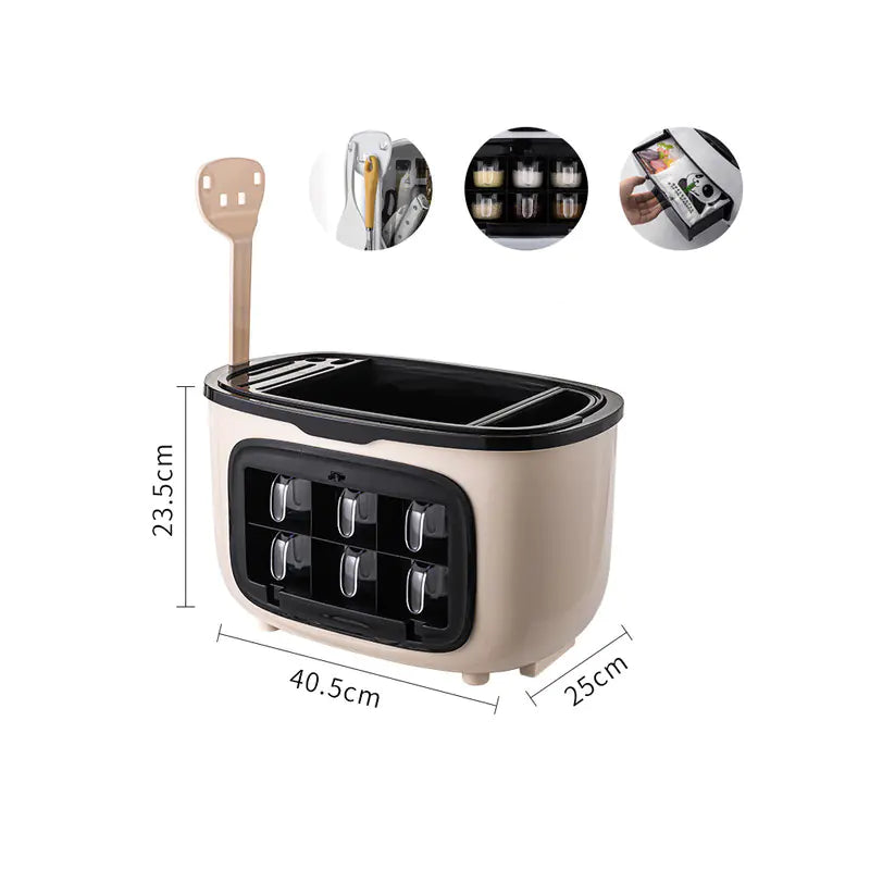 Multifunctional Kitchen Storage Box – Seasoning & Utensil Organiser