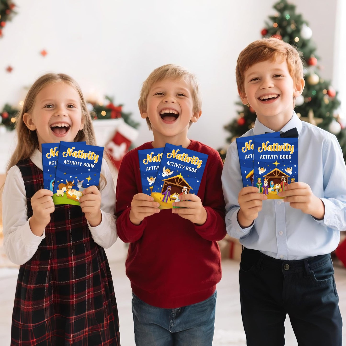 X1zuue Nativity Activity Books for Kids | 24 Mini Christmas Coloring, Mazes & Word Games