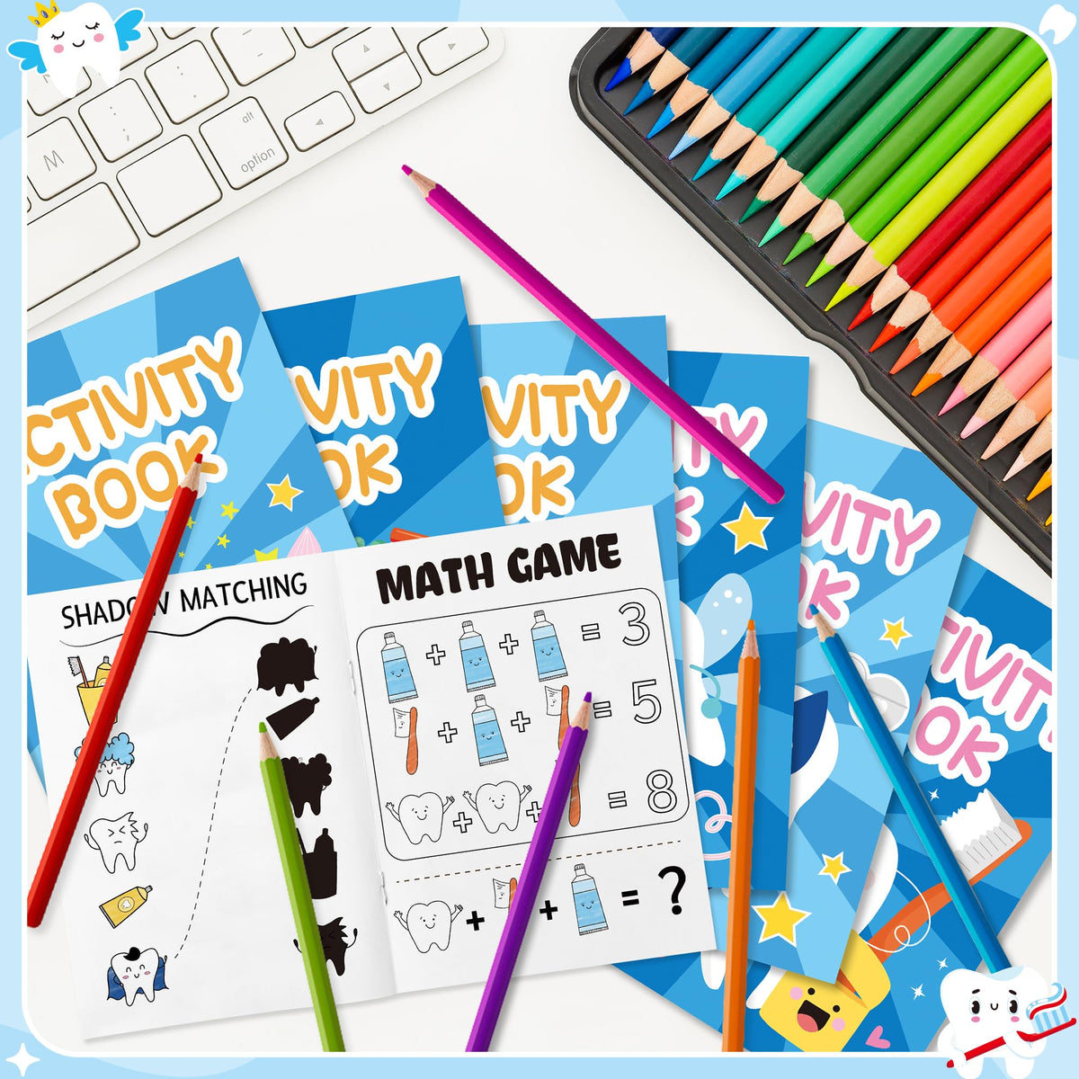 X1zuue Tooth Activity Books for Kids – 24Pcs Colorful Tooth Fairy Mini Games & Mazes Set