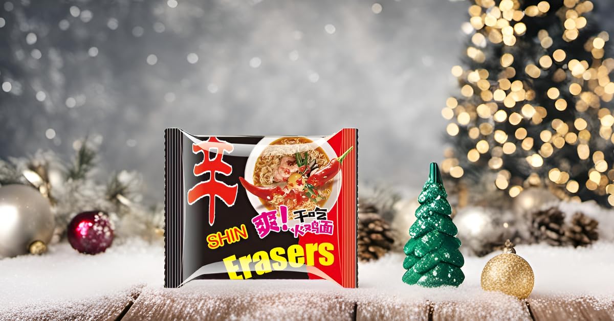 XANADU Cute Food Erasers for Kids – 16pc Ramen Noodle Eraser Pack