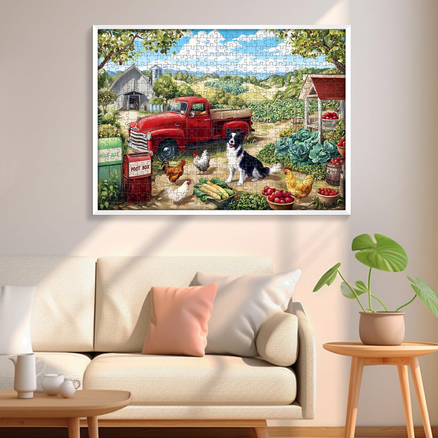 XAPAEG 500-Piece Farm Scene Puzzle for Adults – Dog & Chicken, 20.5 x 15 in