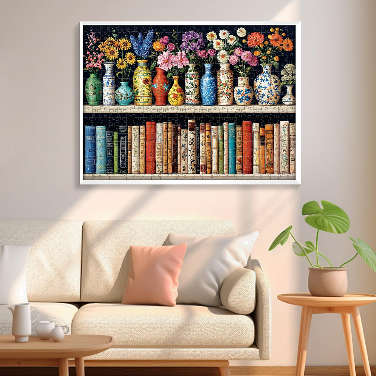 XAPAEG 500 Piece Puzzle for Adults – Flowers & Bookshelf Jigsaw (20.5×15 in)