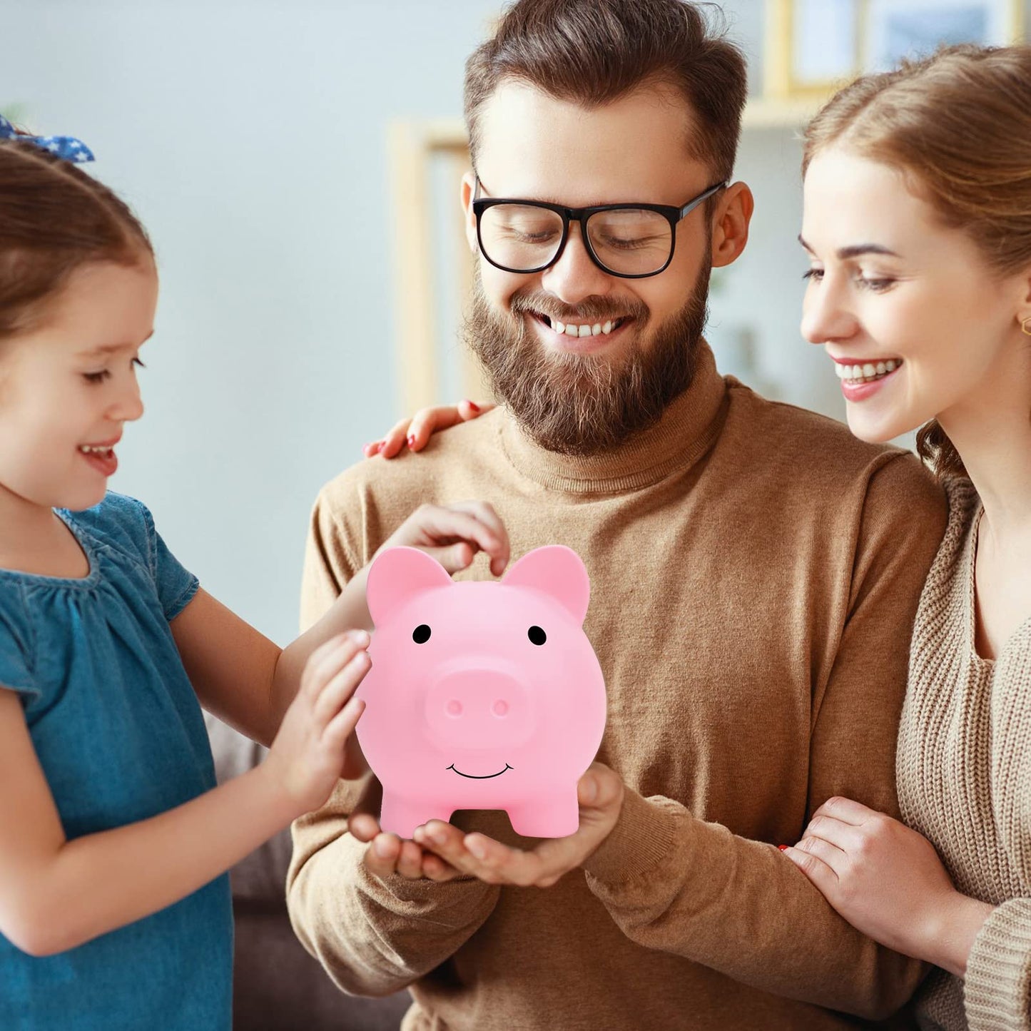 XDRELEC Piggy Bank Pink (Medium) – Shatterproof Plastic Coin Bank for Kids