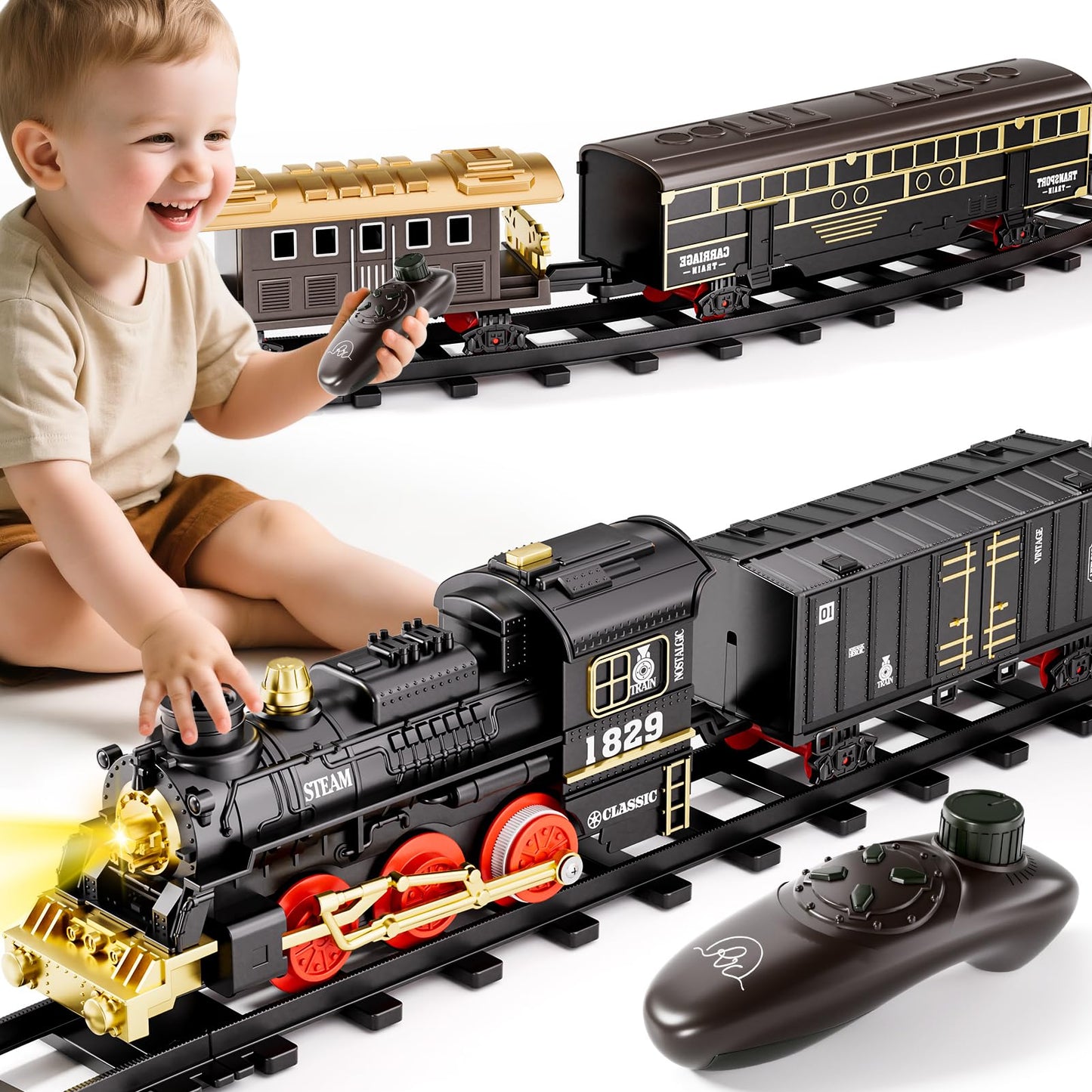 Xelabrion Train Set for Kids (Ages 3-8) — Remote-Control Train with Lights, Steam & Easy Assembly