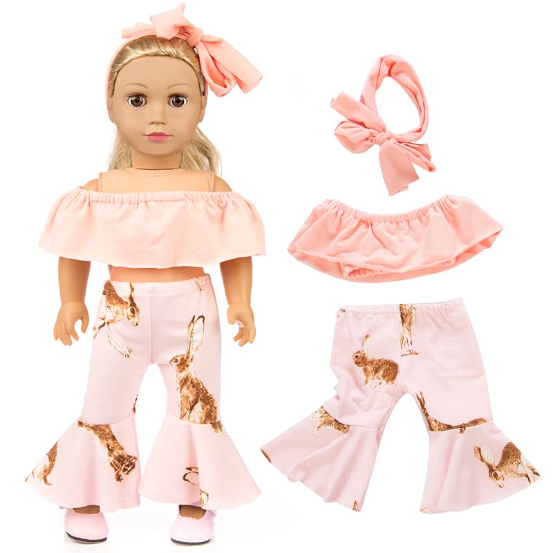 XFEYUE 7 Sets 18-Inch Doll Clothes Pack for American 18-Inch Dolls — Skirts, Shirts, Pants, Hair Bands