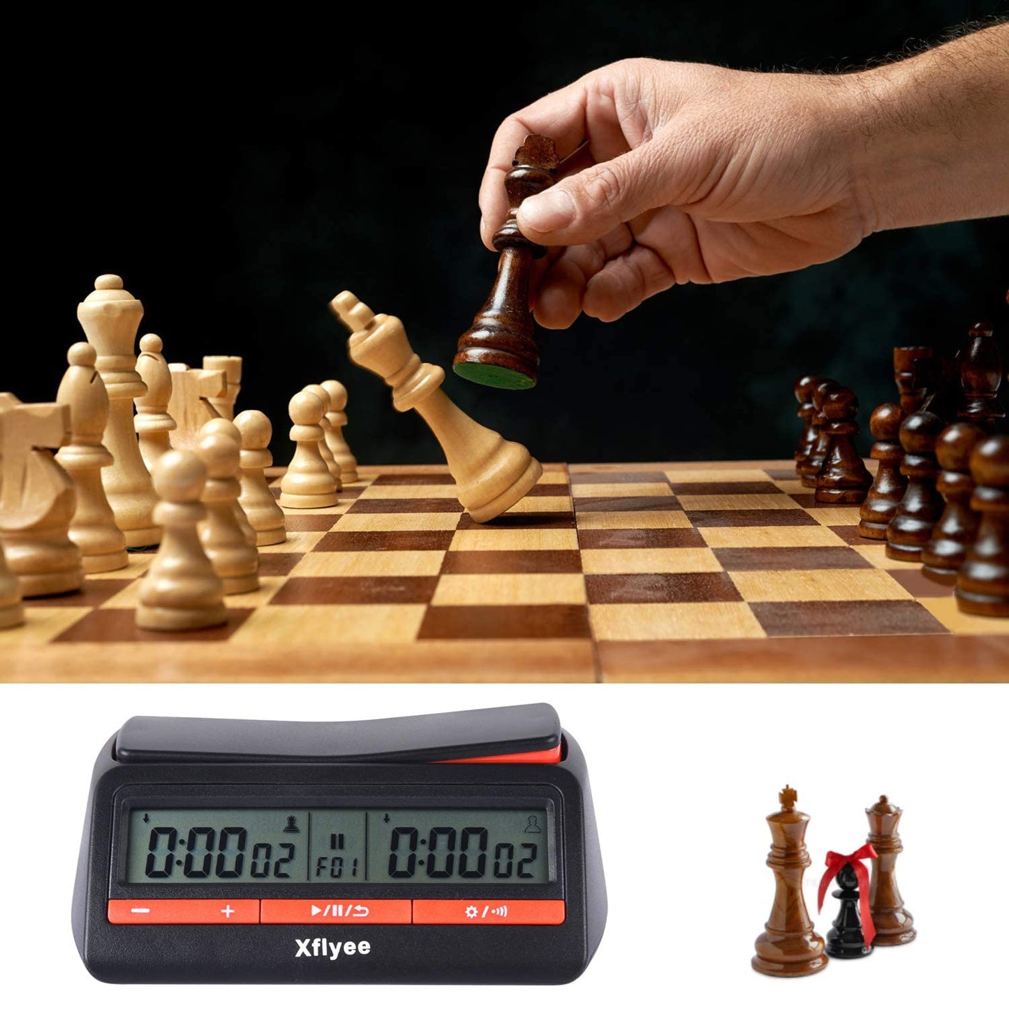 Xflyee Chess Clock (2023 New) - Digital Timer with Bonus & Delayed Countdown